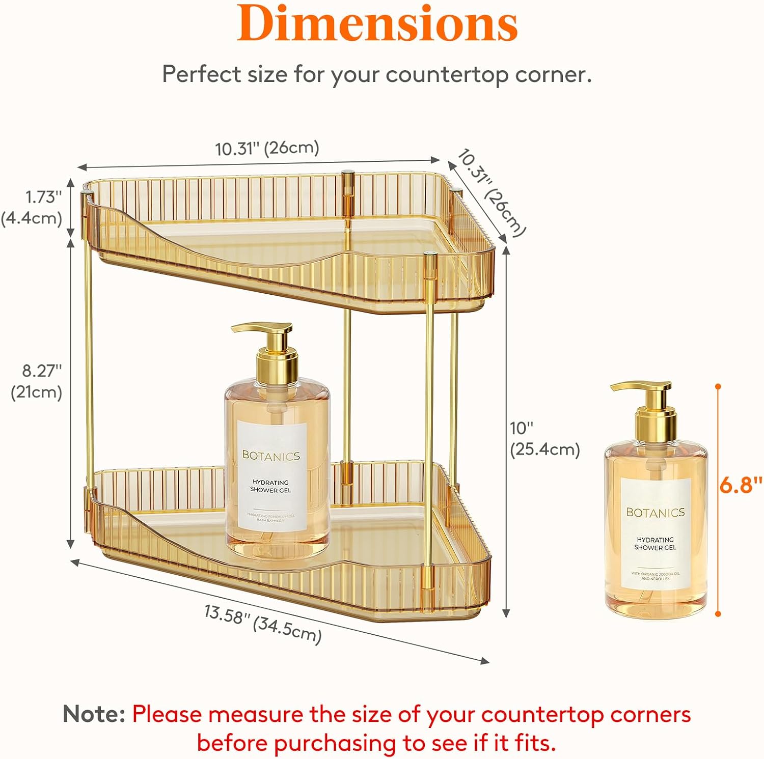Detalle de Lifewit 24022 2-Tier Corner Organiser, Gold Plastic Shelf