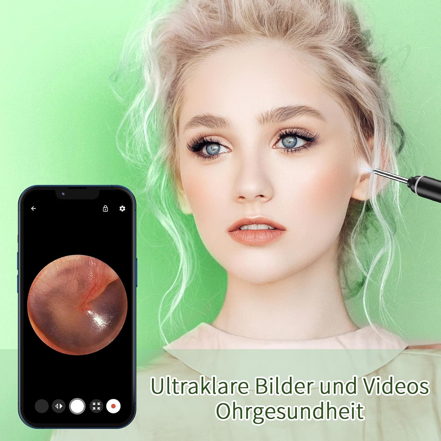 Thumbnail 2 de AZHE 1920P WLAN-Otoskop zum Entfernen von Ohrenschmalz (Ohrenschmalz Entferner) inkl. 3,0 mm Sonde