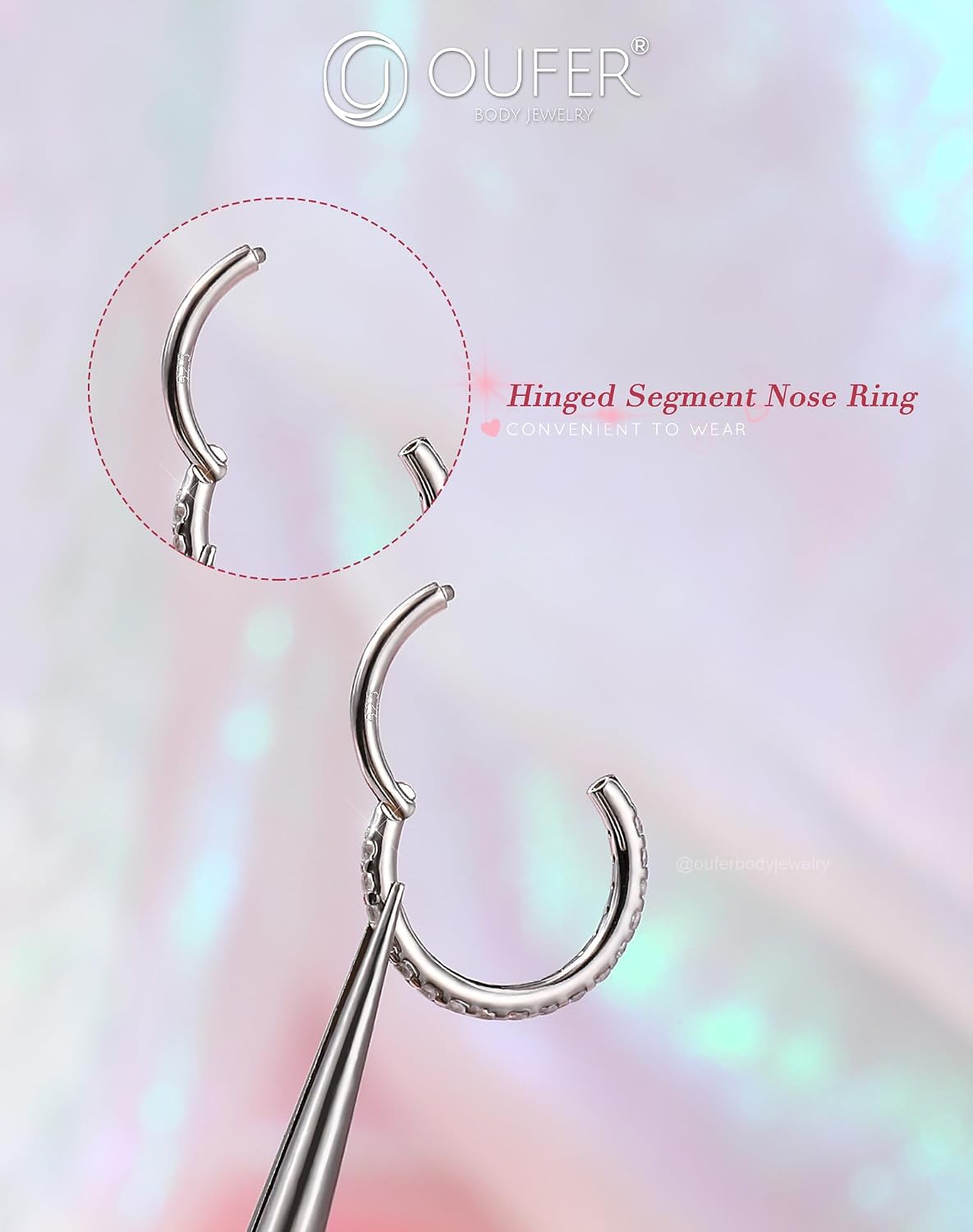 Thumbnail 4 de OUFER 20G Piercing Naso Argento 925 Anello Naso CZ