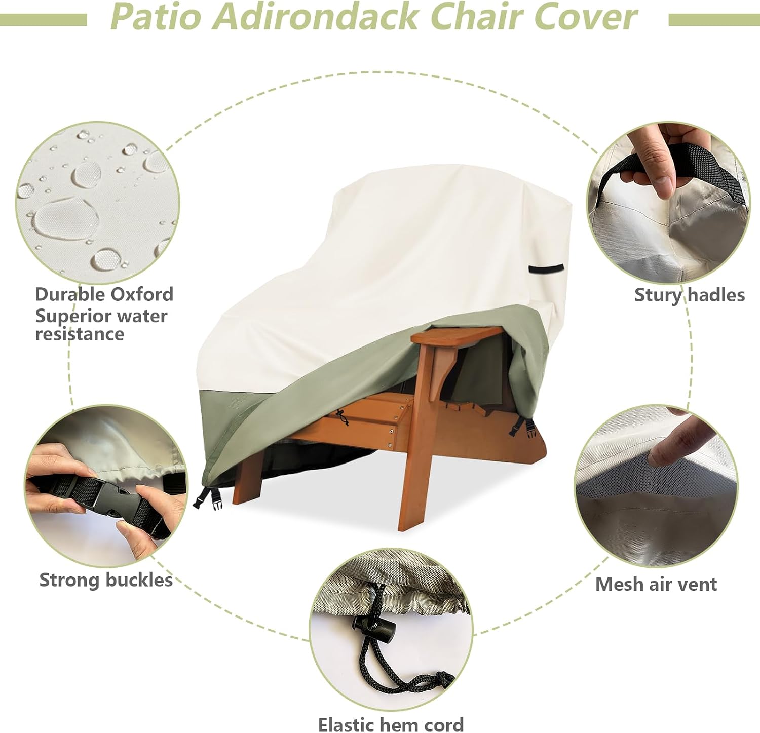 Thumbnail 4 de Owlcover Adirondack Chair Cover, 600D Waterproof, 30 x 34 x 36 Inches, Beige