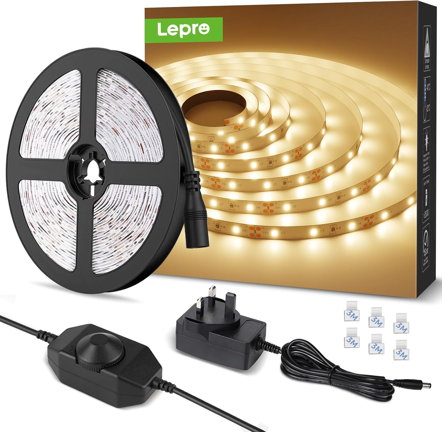 Detalle de Lepro Warm White LED Strip Light 5M 300 LEDs 3000K 🌟