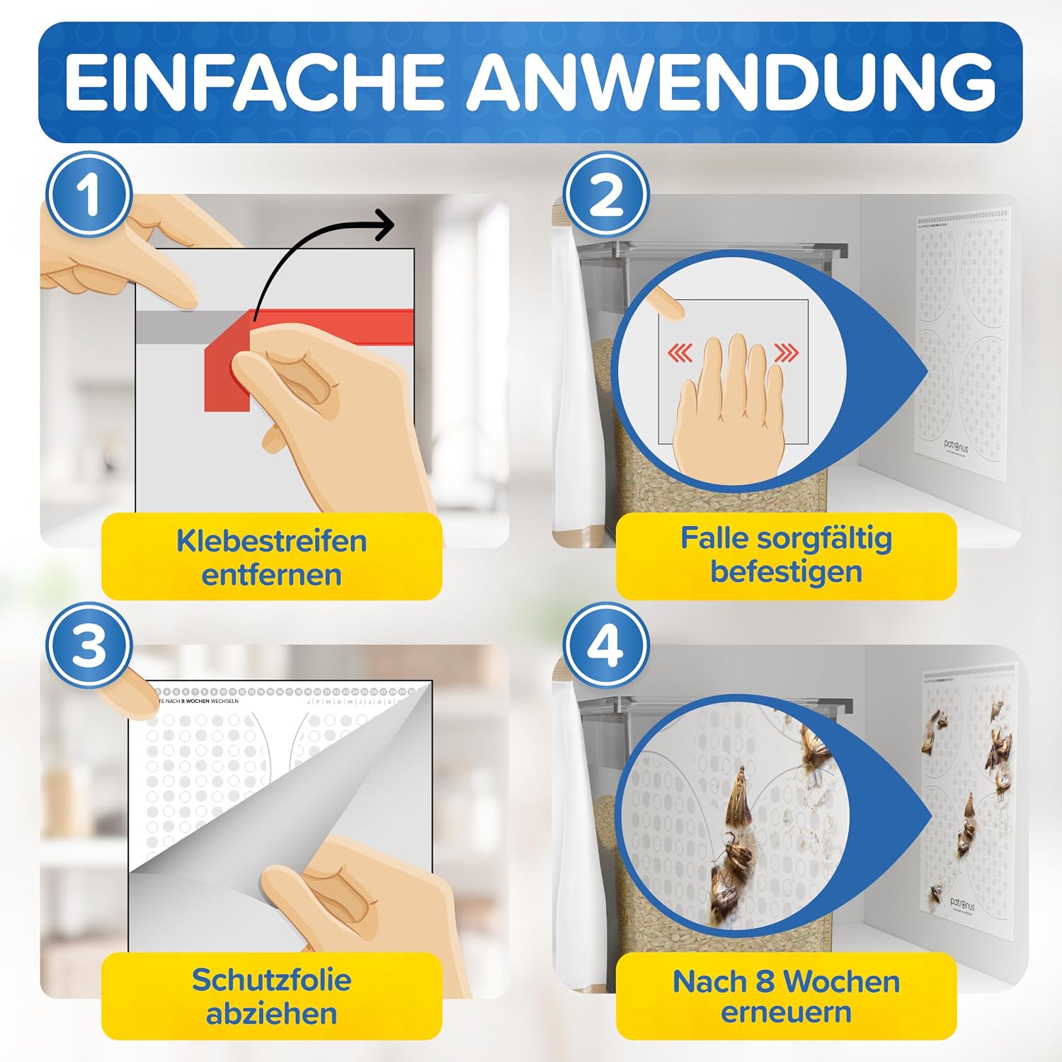 Thumbnail 5 de Lebensmittelmotten-Falle [12 Stück] – effektive Pheromonfalle zur Befallsermittlung, geruchlos und giftfrei