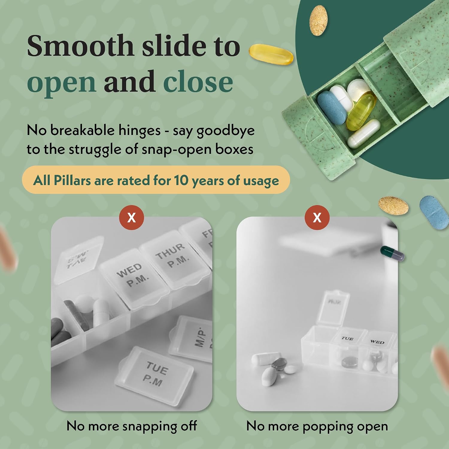 Thumbnail 6 de Pillar Plus 7 Day XL Pill Organiser – Sage Green