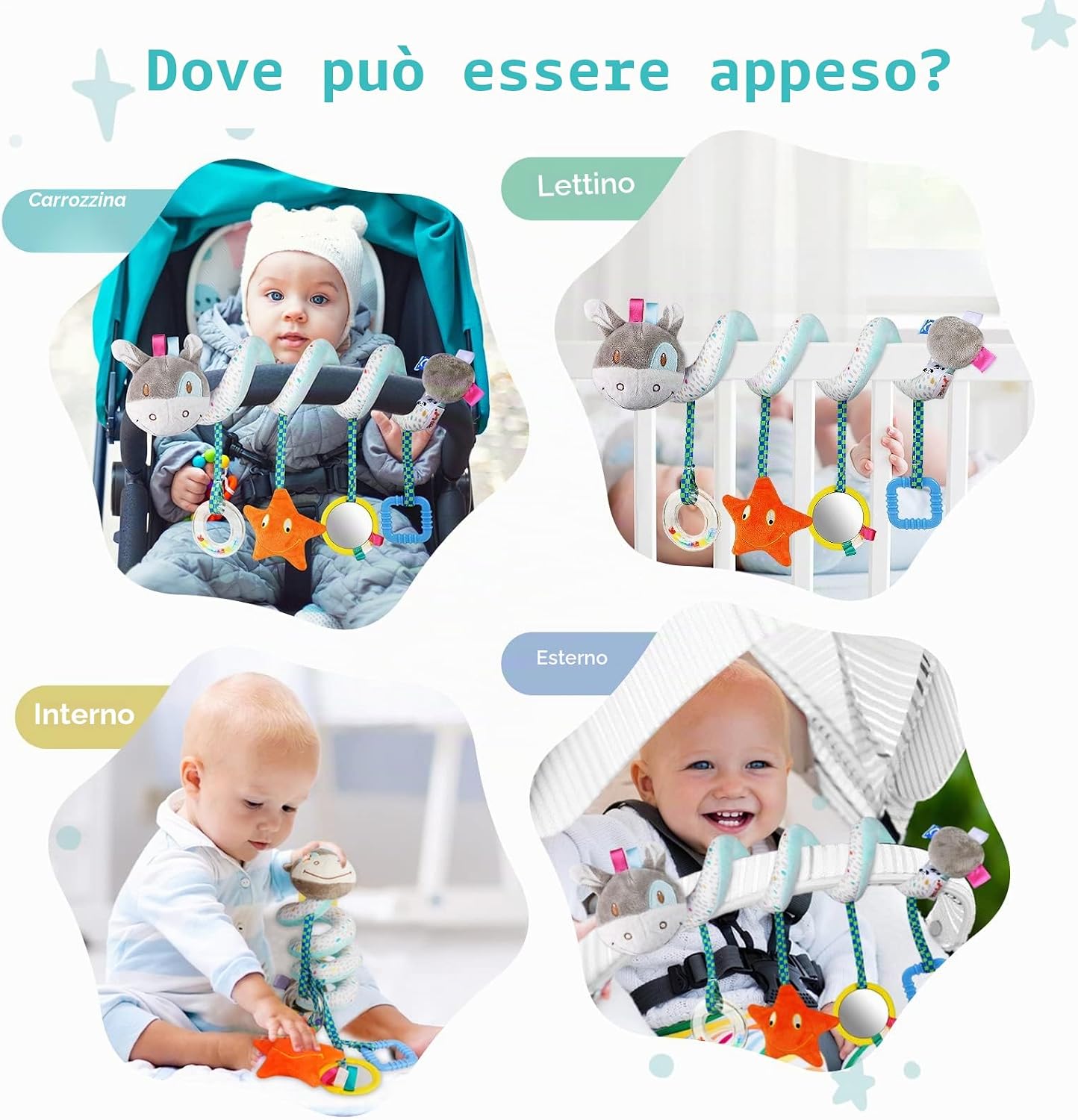 Thumbnail 5 de Vicloon Giocattolo a spirale per passeggino con sonagli e specchio