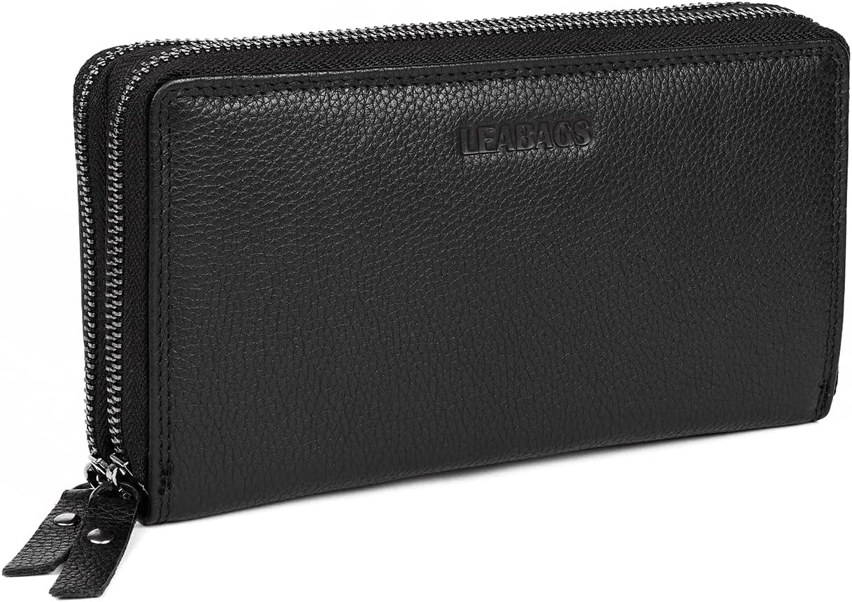 Thumbnail 1 de LEABAGS Damen-Leder-Geldbörse XXL mit RFID-/NFC-Schutz, Echtleder und großem Portemonnaie (29 Kartenfächer, doppelter Reißverschluss)