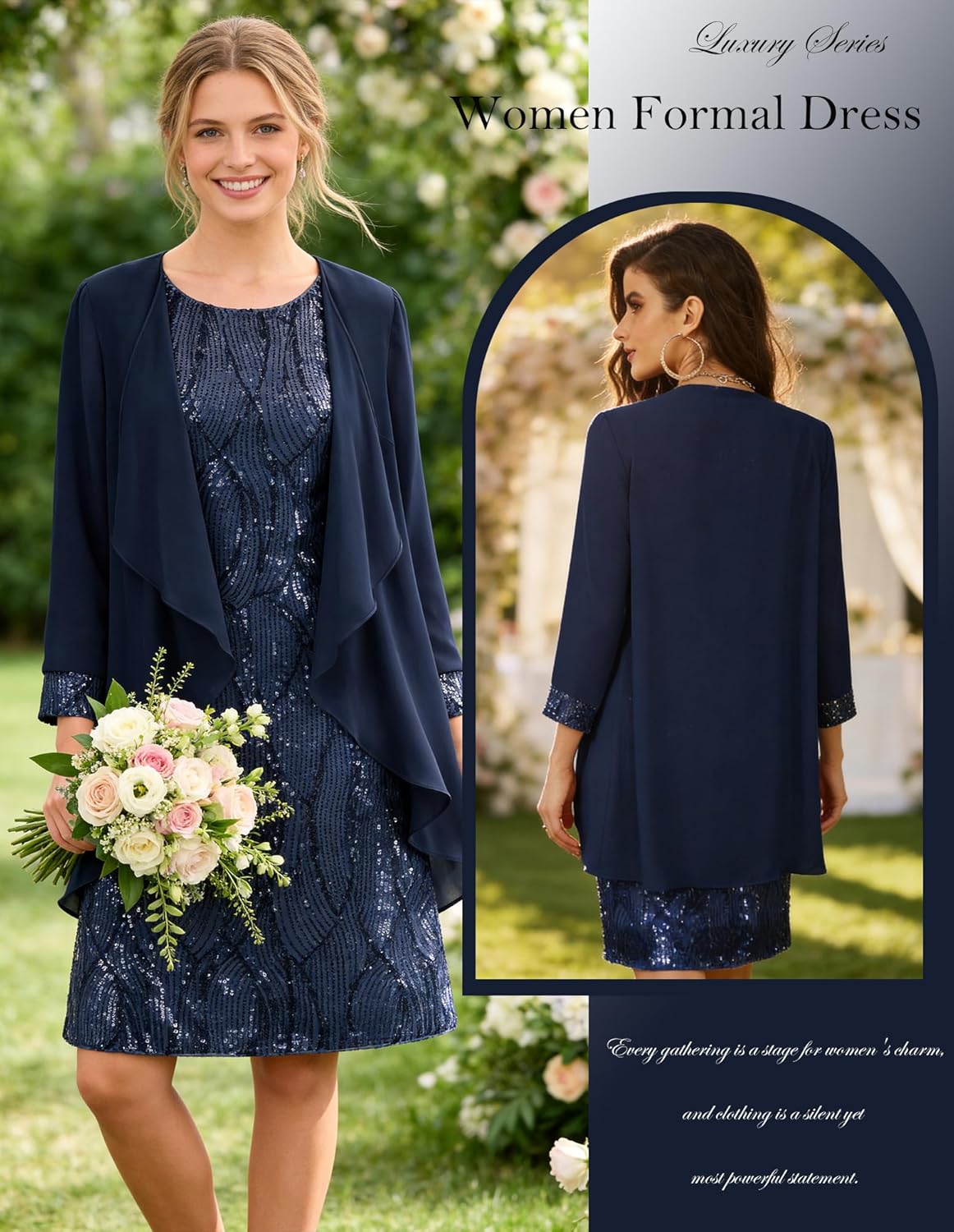 Detalle 2 de GRACE KARIN Sequin Dress two piece