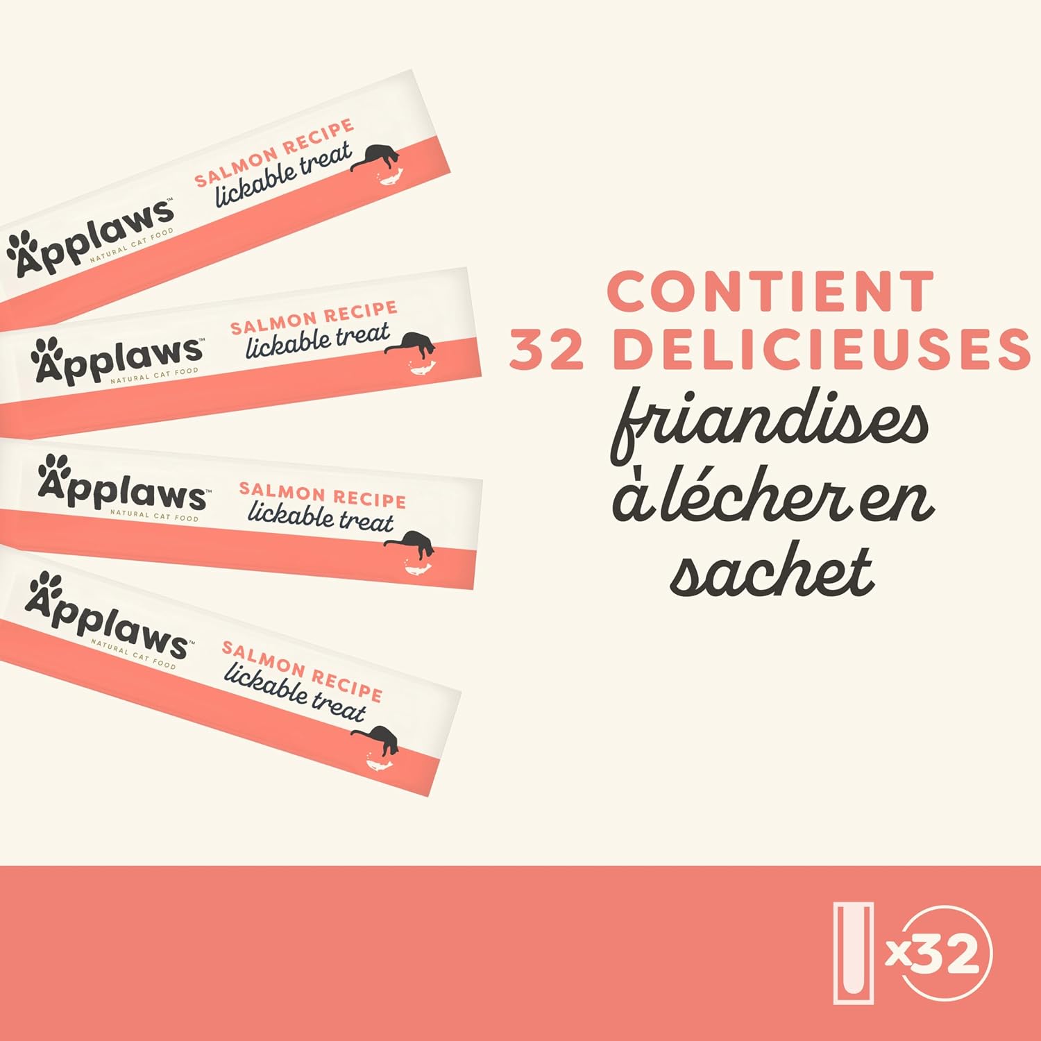 Detalle de Applaws Friandise Crémeuse à Lécher au Saumon sans Céréales – 32 sachets 15 g