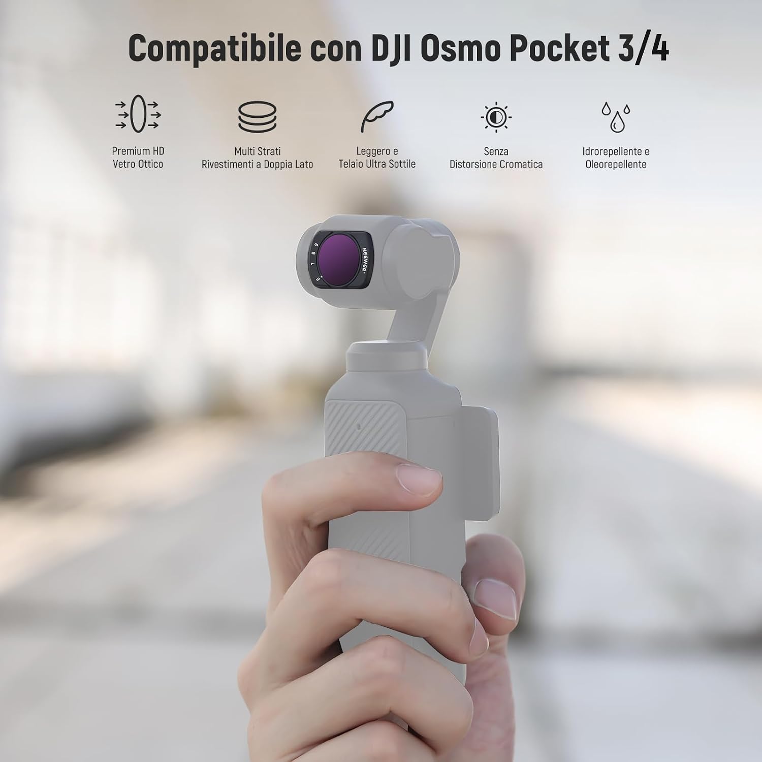 Thumbnail 1 de NEEWER Set filtri ND variabile + CPL + UV per DJI Osmo Pocket 4 & 3 Creator Combo