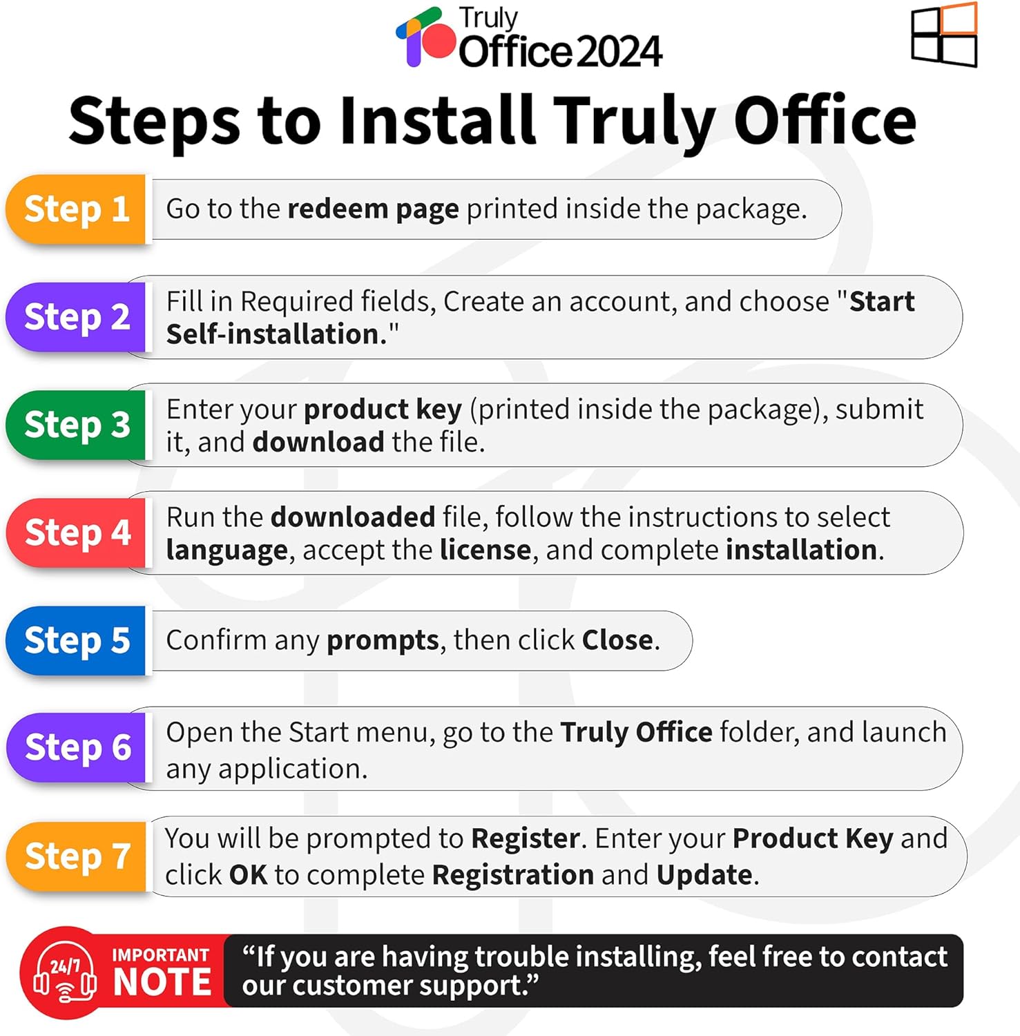 Detalle de TrulyOffice 2024 Family Lifetime License for Windows (4-in-1) – 5 Users, 5 Activation, 4 Apps