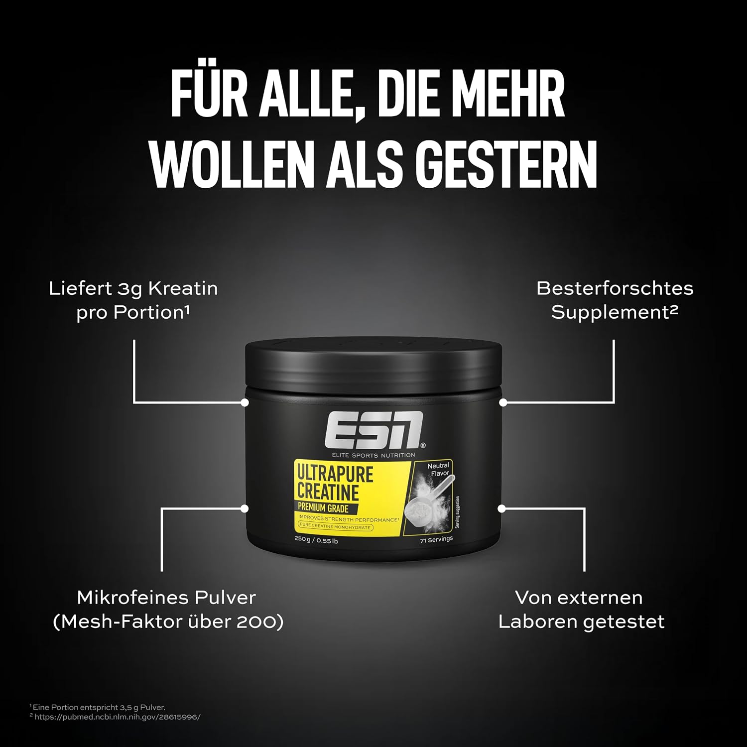 Detalle de ESN Ultrapure Creatine Monohydrate – mikrofeines Monohydrat, 250 g