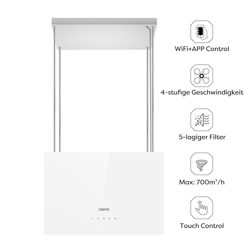 Detalle 2 de CIARRA CBCS4850 Campana Isla WiFi Táctil A+++ 48cm