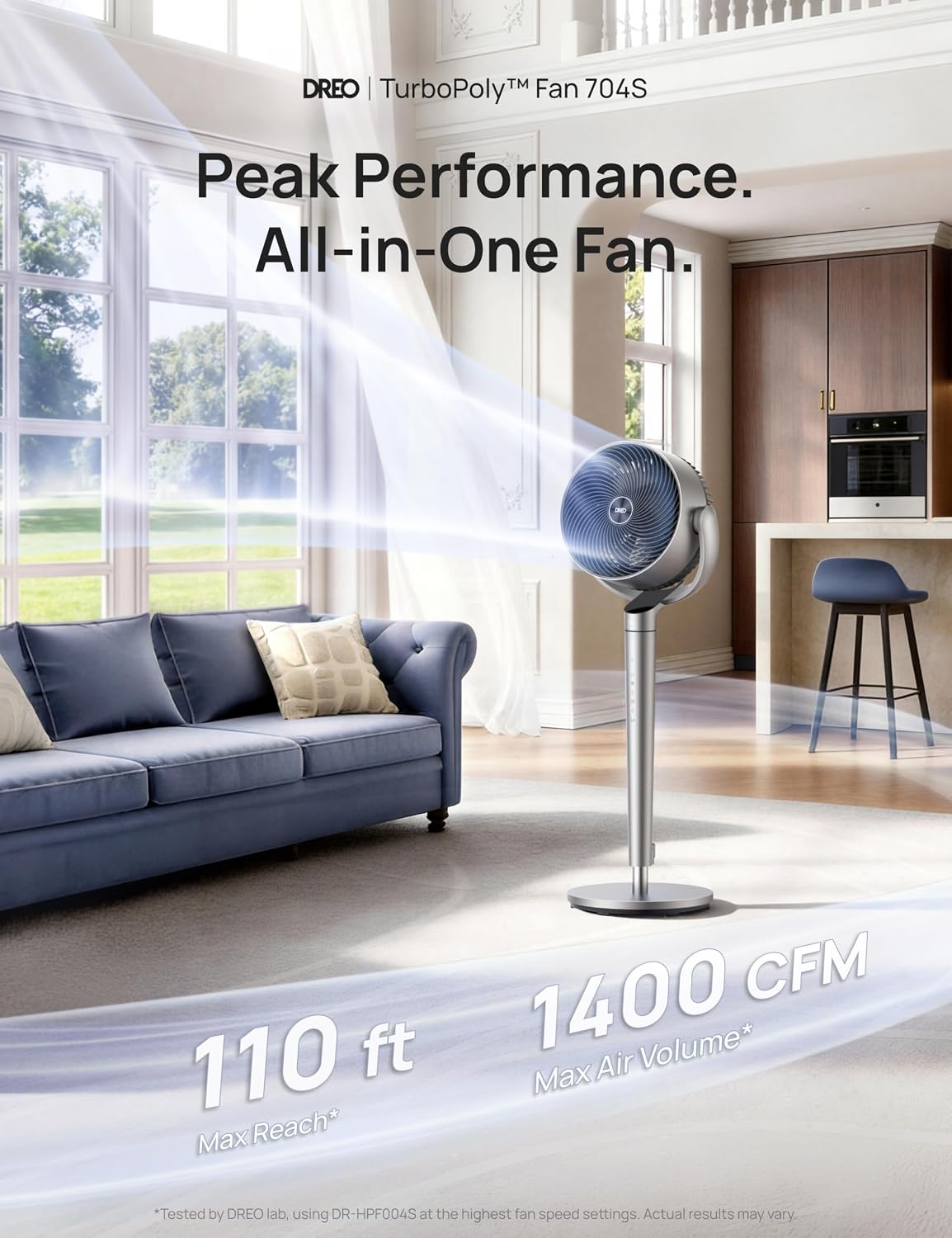 Thumbnail 1 de DREO Smart Fan for Bedroom: 110ft Pedestal with DC Motor, Omni-Directional Oscillation, and Wi-Fi Voice Control