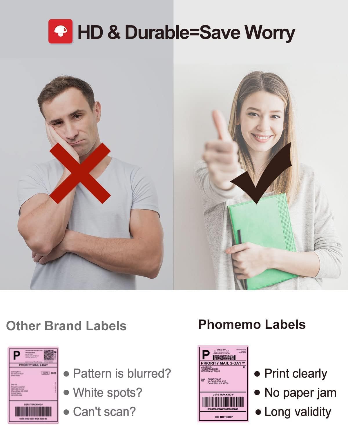Thumbnail 6 de Phomemo Etichette Rosa 4x6 500 per Spedizione – Compatibili con MUNBYN, Phomemo e Polono