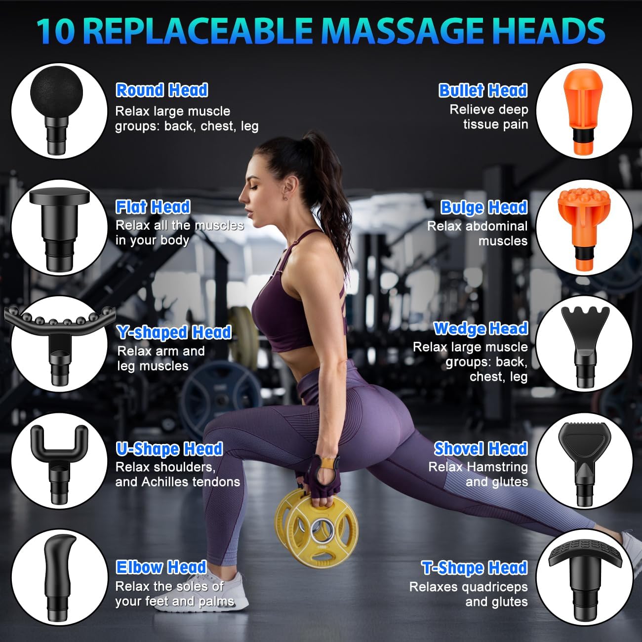 Thumbnail 4 de TOLOCO Massage Gun 10-Head Percussion Massager