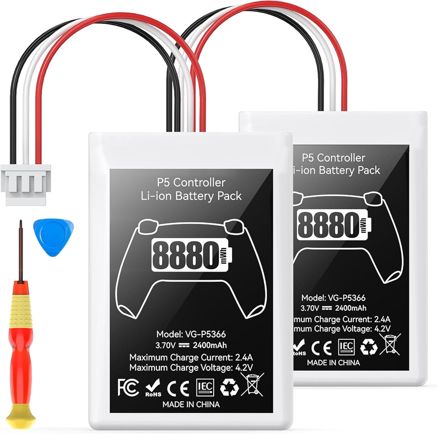 Detalle de Bateria Mando PS5 8.880mWh Pack doble