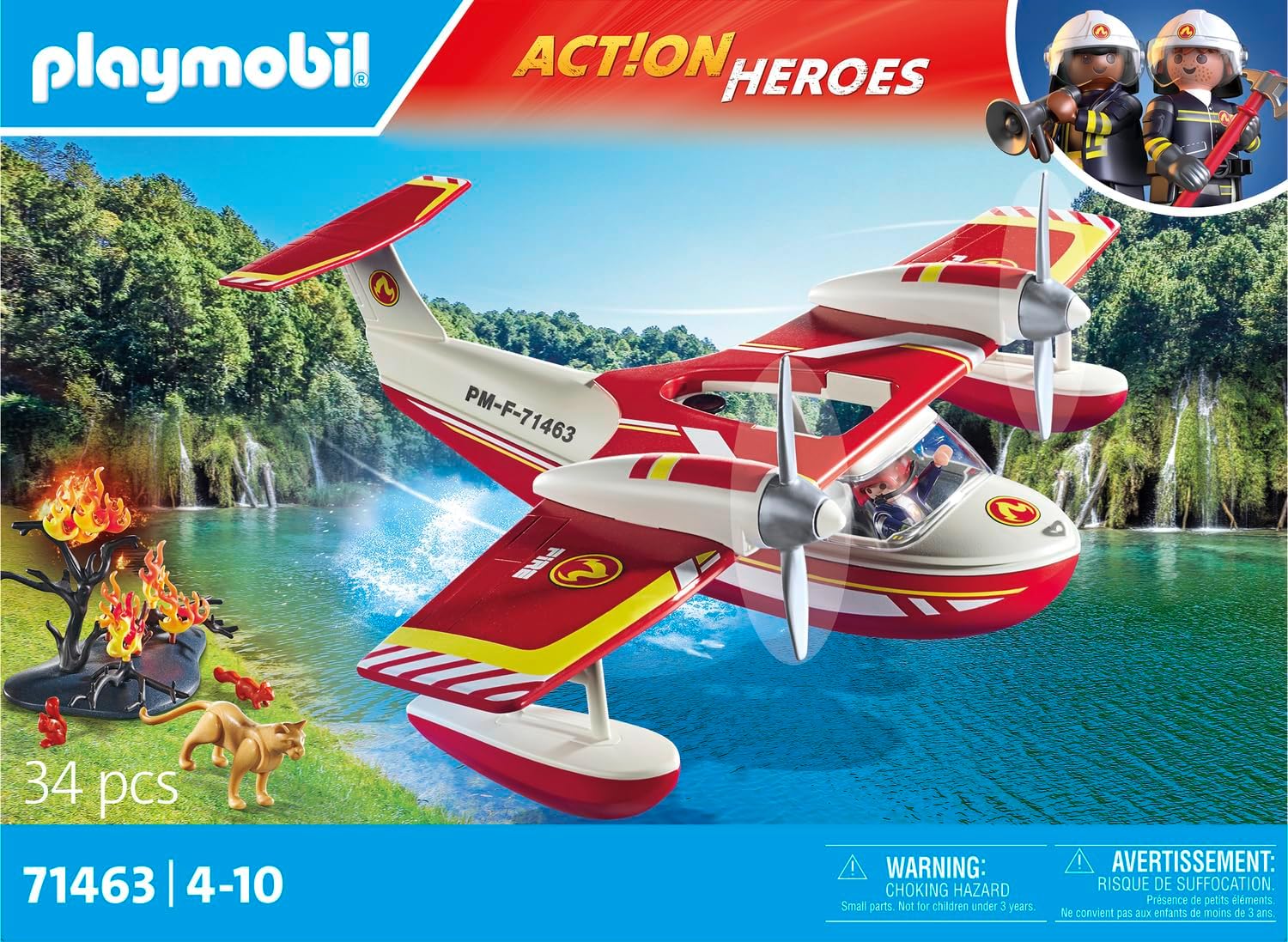 Thumbnail 3 de PLAYMOBIL City Action Feuerwehrflugzeug mit Löschfunktion (71463) – Heldinnen- und Heldenrettung für Kinder ab 4 Jahren