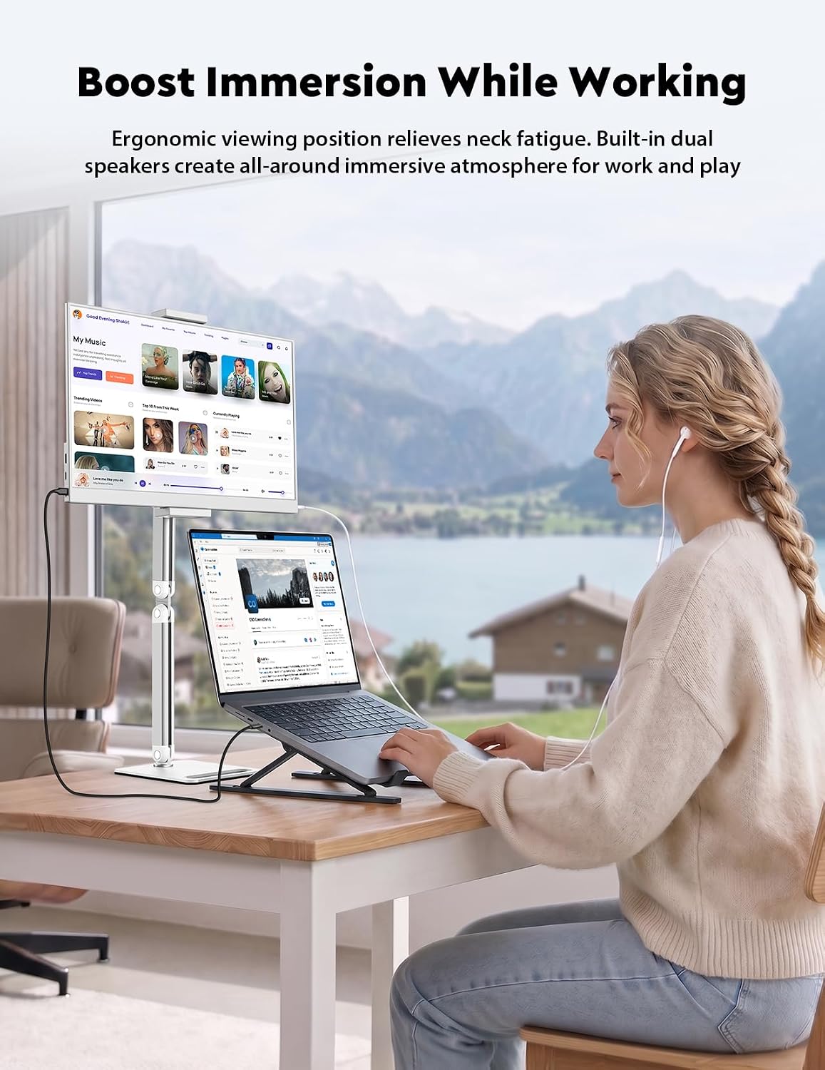 Detalle de MAGICRAVEN 15.6in Portable Monitor – Full HD IPS, Plug & Play Second Screen