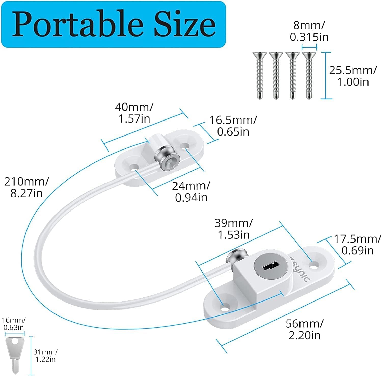 Thumbnail 6 de eSynic 10 Pack Window Locks 185mm wire safety for UPVC ๐