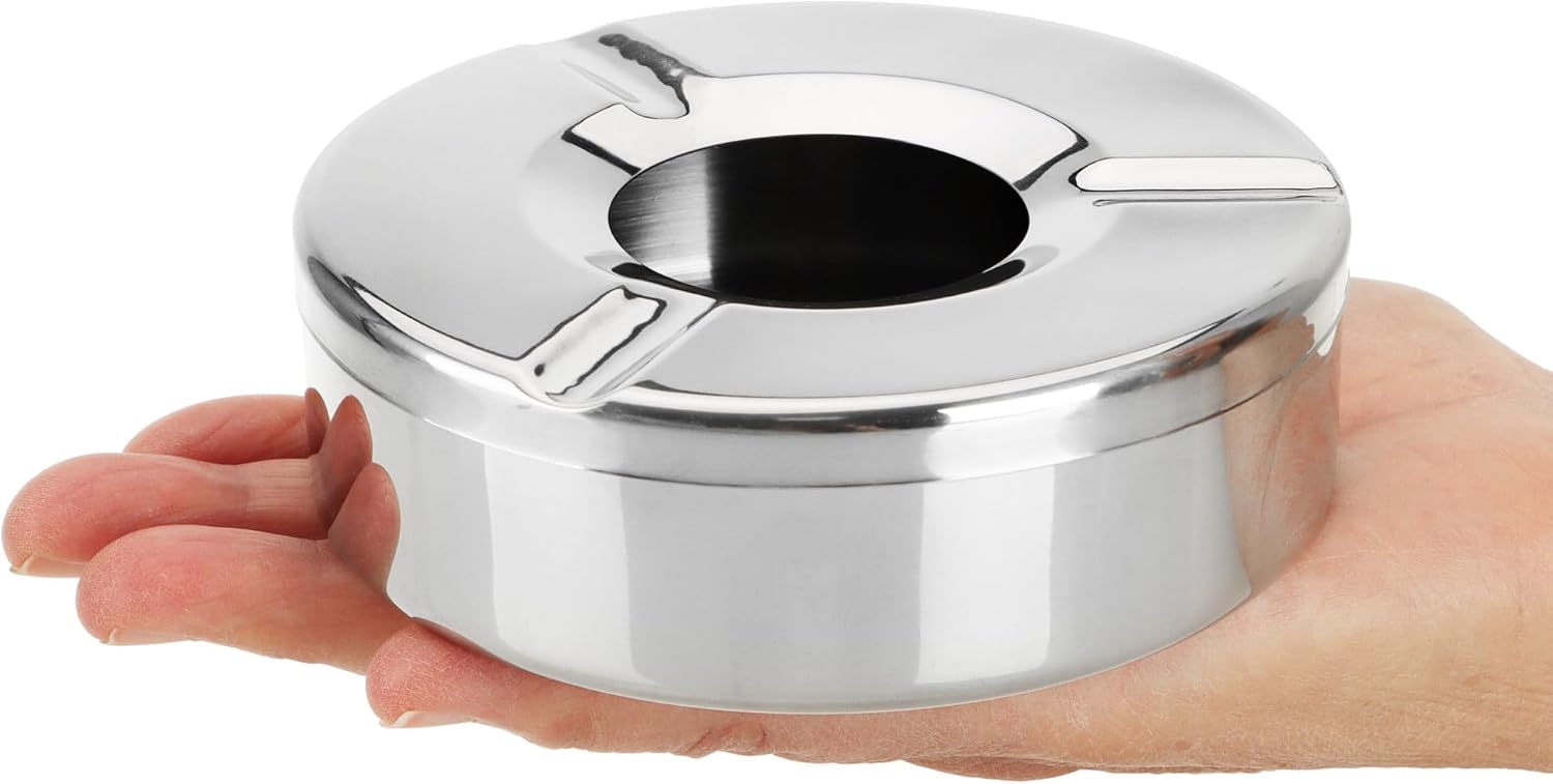 Thumbnail 4 de com-four® 3x cenicero acero inoxidable Ø 11 cm