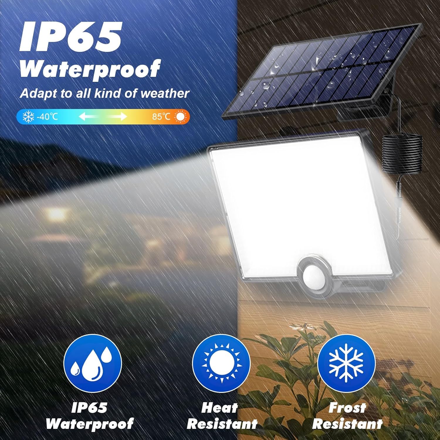 Thumbnail 4 de Pxwaxpy 204 LED Solarlampen für Außen mit Bewegungsmelder – 3 Modi, 120° Erfassungswinkel und 5 m Kabel