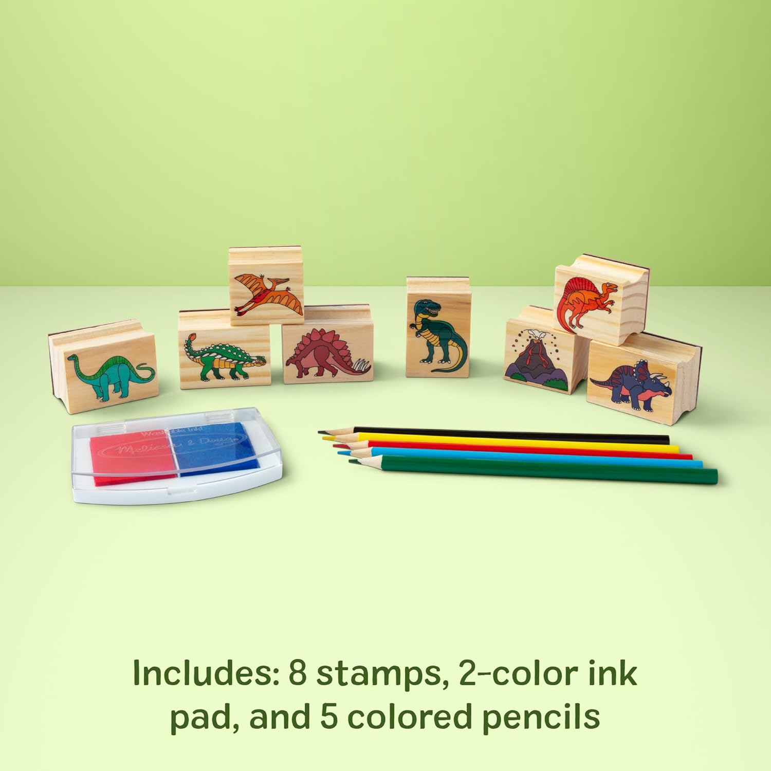 Thumbnail 6 de Melissa & Doug Jeu de Timbres Dinosaure en Bois – 9 timbres, tampon d’encre bicolore et 5 crayons