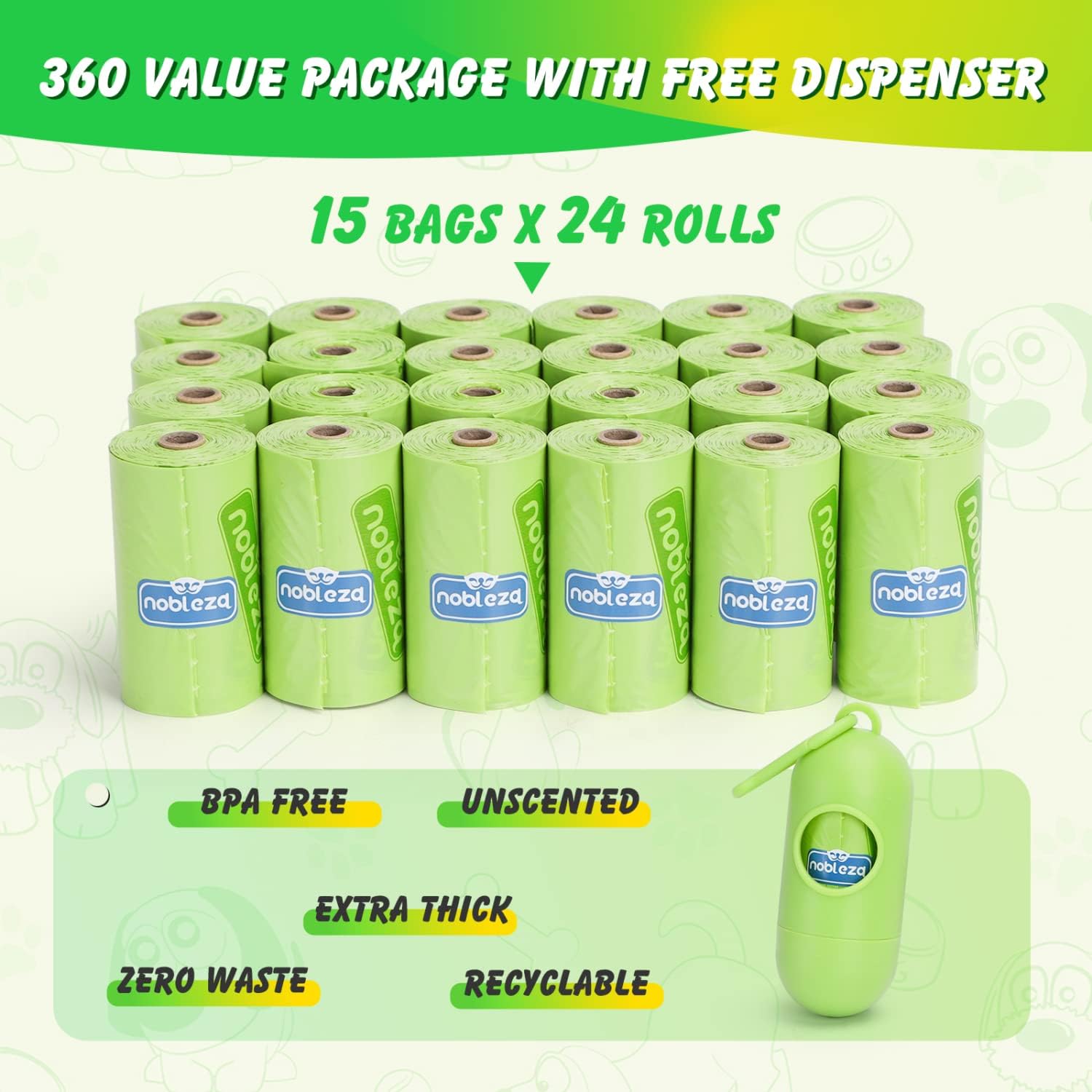 Detalle 2 de Nobleza Bolsas para caca de perro 360 unidades