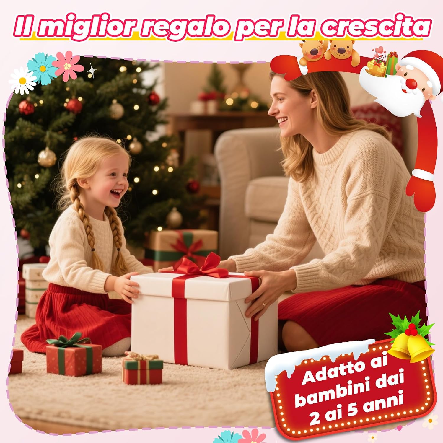 Thumbnail 6 de HappyGoLucky Bici Senza Pedali 2-5 Anni: design floreale, telaio in acciaio al carbonio e ruote luminose con cestino intrecciato