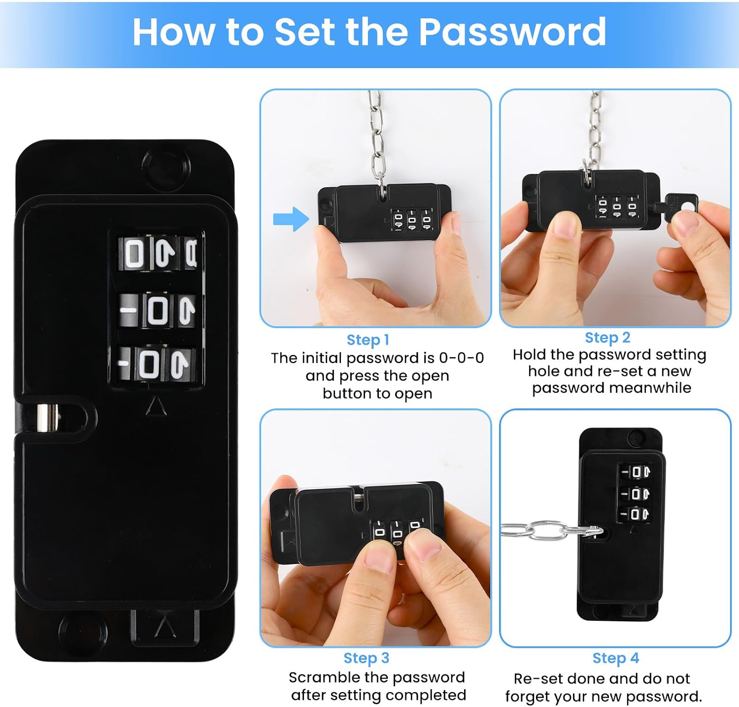 Thumbnail 4 de NewBinn 2 Pack Adjustable Password Fridge Locks