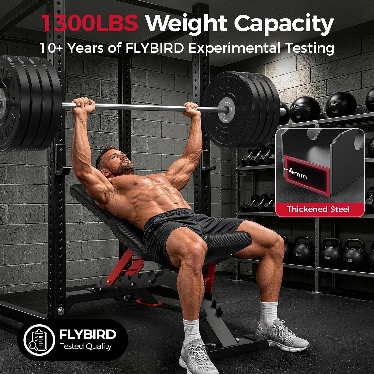 Detalle 2 de FLYBIRD Basic Model Adjustable Weight Bench, Foldable Alloy Steel, 6 Backrest Angles