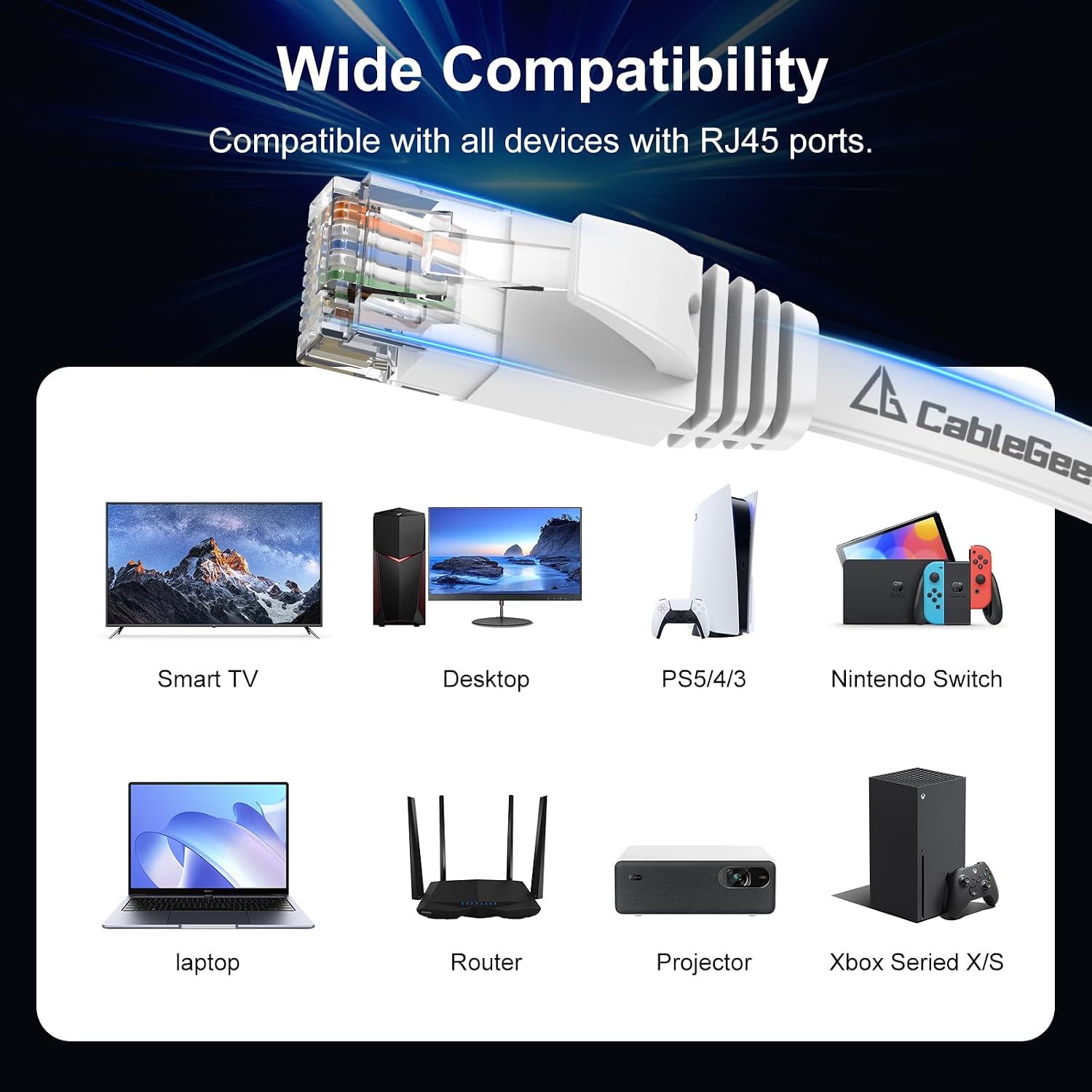 Thumbnail 6 de CableGeeker Cat 6 flat Ethernet cable 50 ft