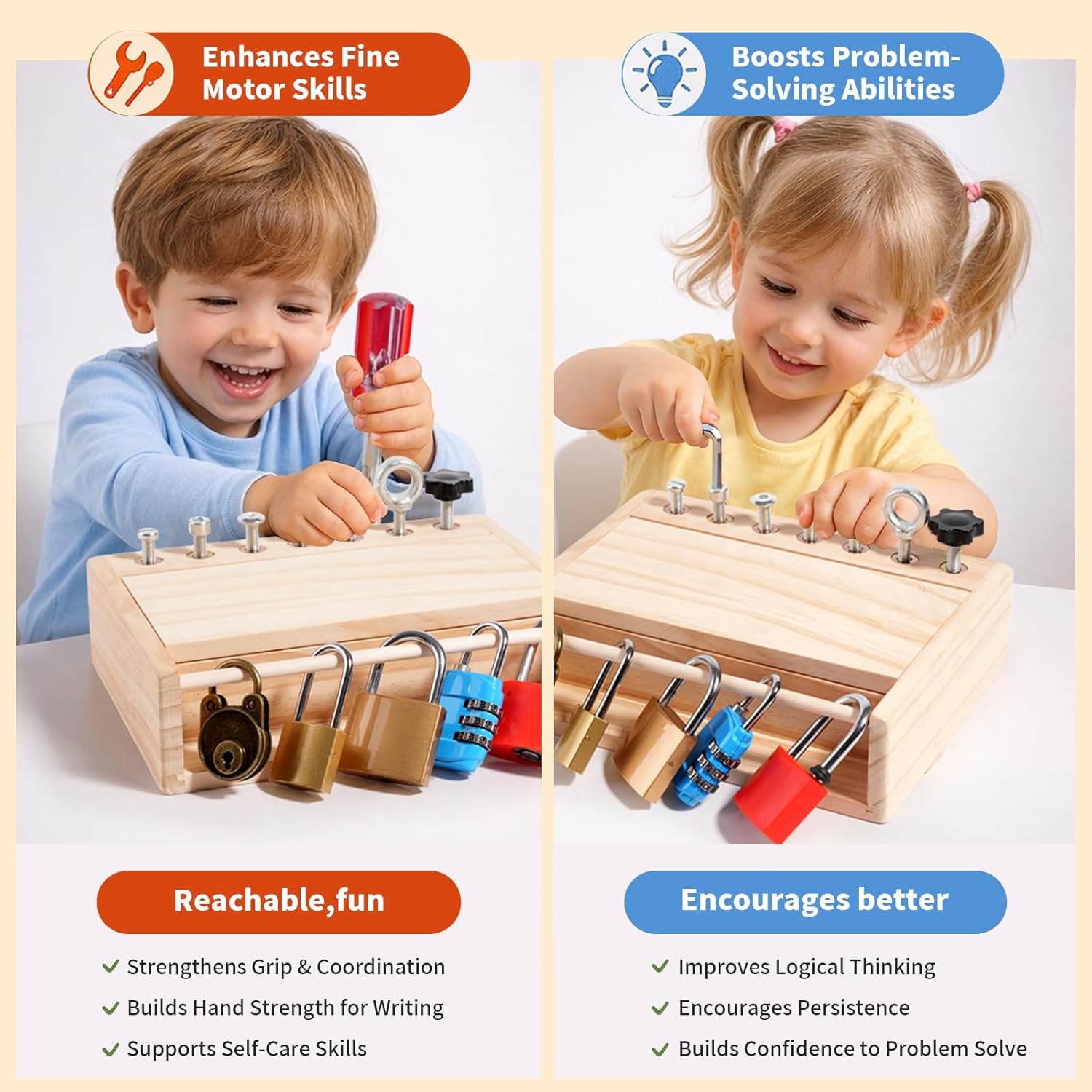 Thumbnail 5 de INIFEIDALA Montessori Screwdriver Board Set: Lock & Key Toy for Busy Hands