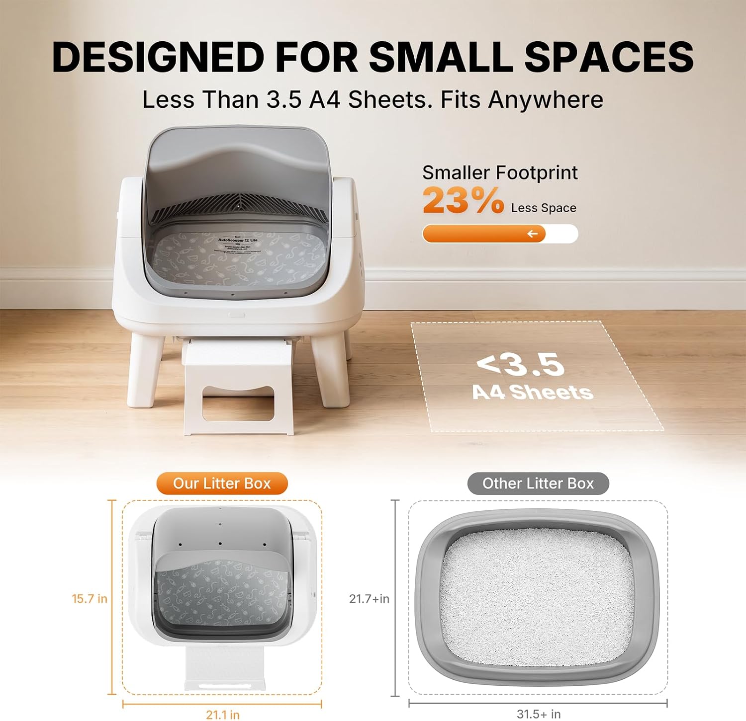 Detalle 2 de Automatic Cat Litter Box with 8L Waste Bin