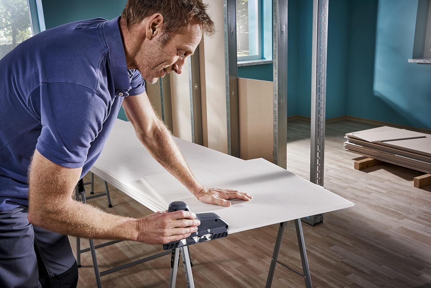Detalle de wolfcraft Pialla per Bordi a Tripla Lama – Pialla per Cartongesso con Lama Tripla