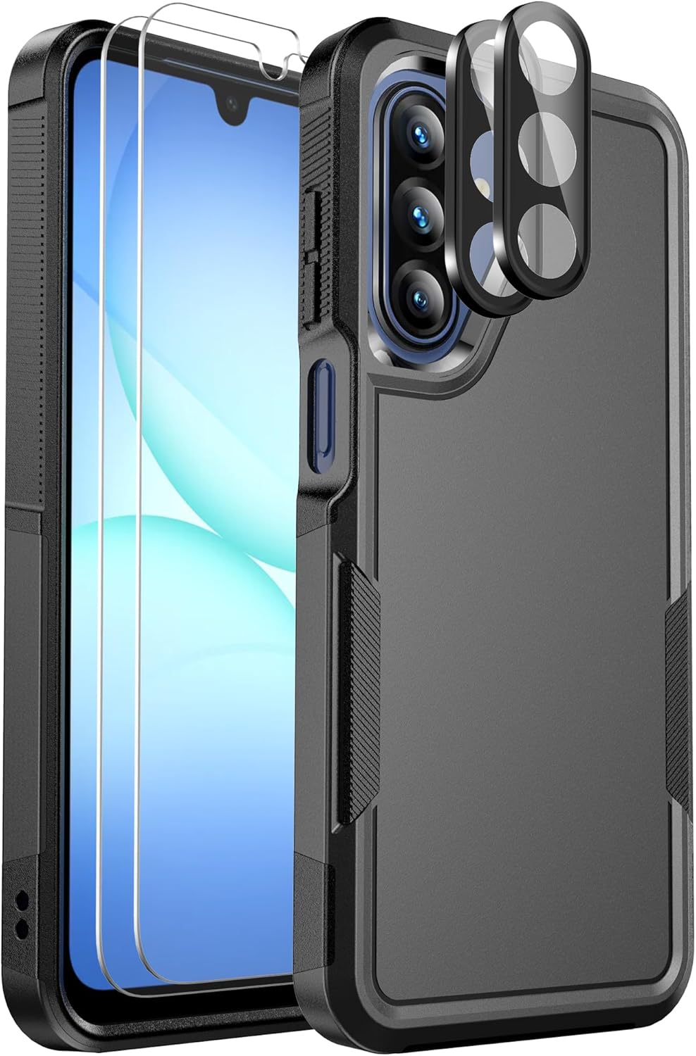 Detalle de Ezanmull for Samsung Galaxy A17 5G Case with Military Grade Protection (Black) + Glass Screen & Camera Lens Protectors