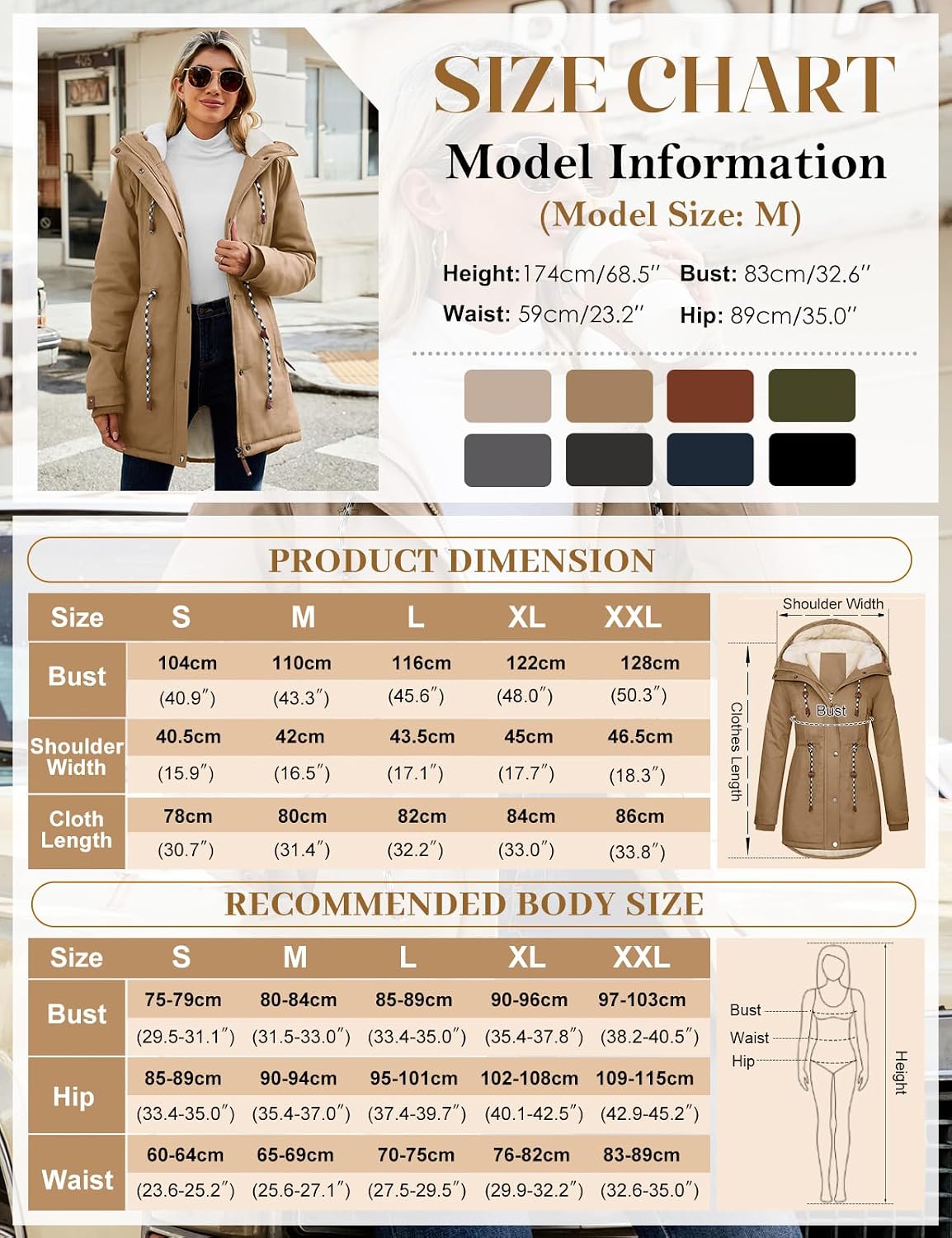 Thumbnail 5 de Xnova Women's Winter Fleece-Lined Cotton Parka Jacket with Hood and Drawstring