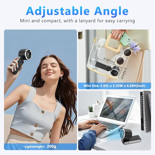 Thumbnail 3 de LKV Portable Handheld Turbo Fan 5-Speed USB-C Rechargeable (Black)