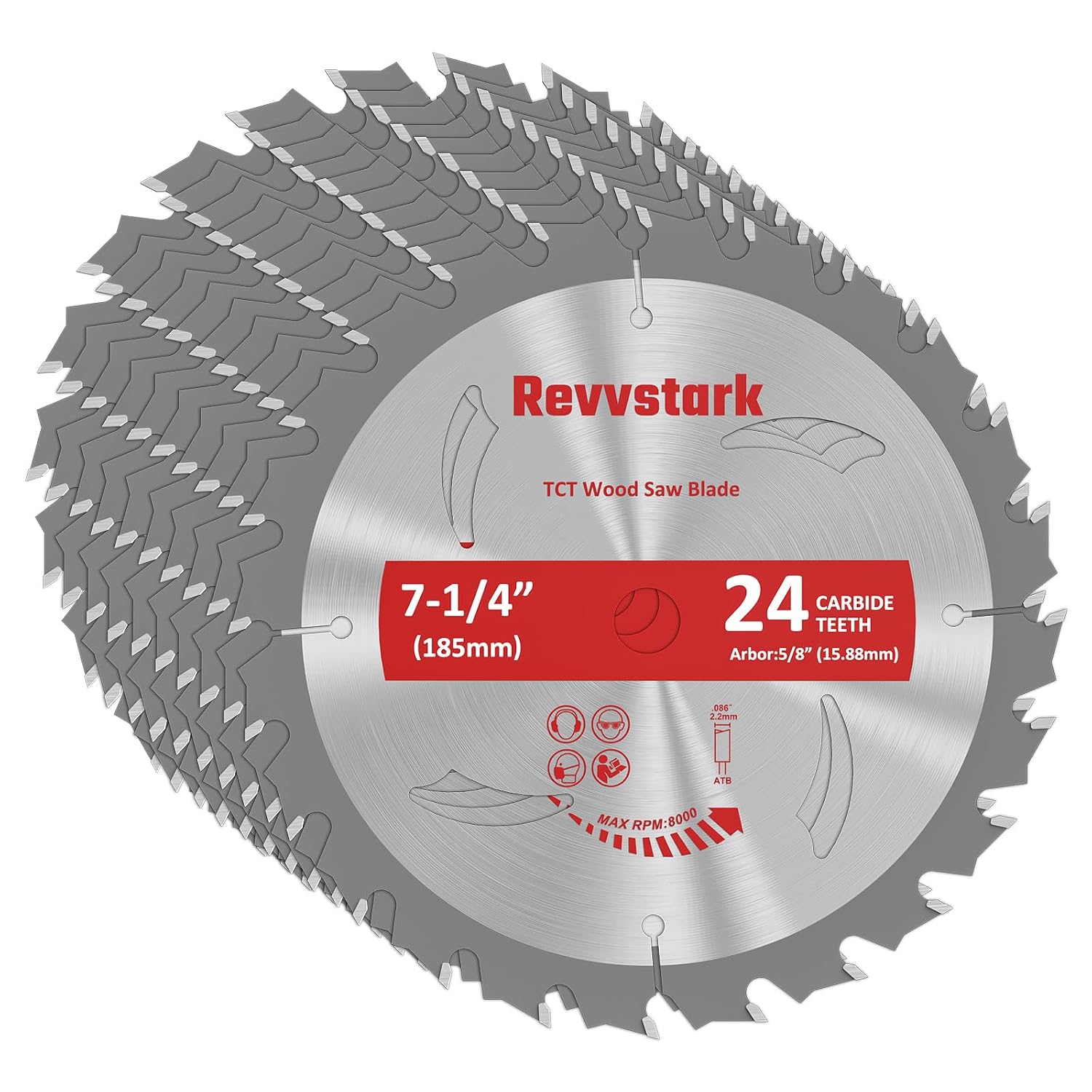 Detalle de Revvstark RE-007-10 7-1/4-Inch 24-Tooth Circular Saw Blades, 5/8-Inch Arbor