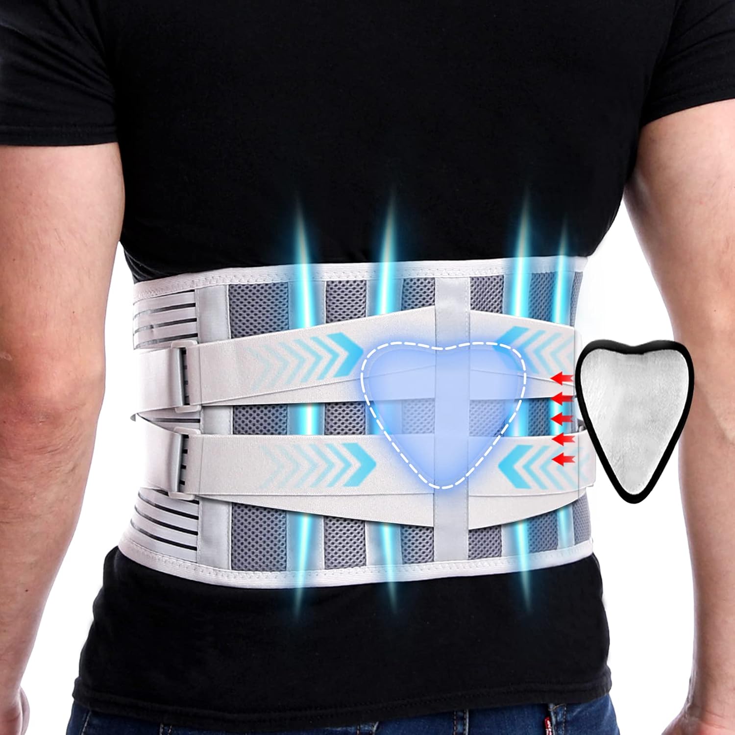 Detalle de Paskyee Back Support Belt with Removable Lumbar Pad and 4 Stays