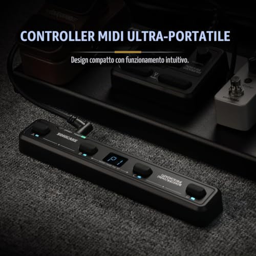 Detalle de SONICAKE Controller MIDI Wireless: 4 pulsanti programmabili, controllo effetti con app e USB-C