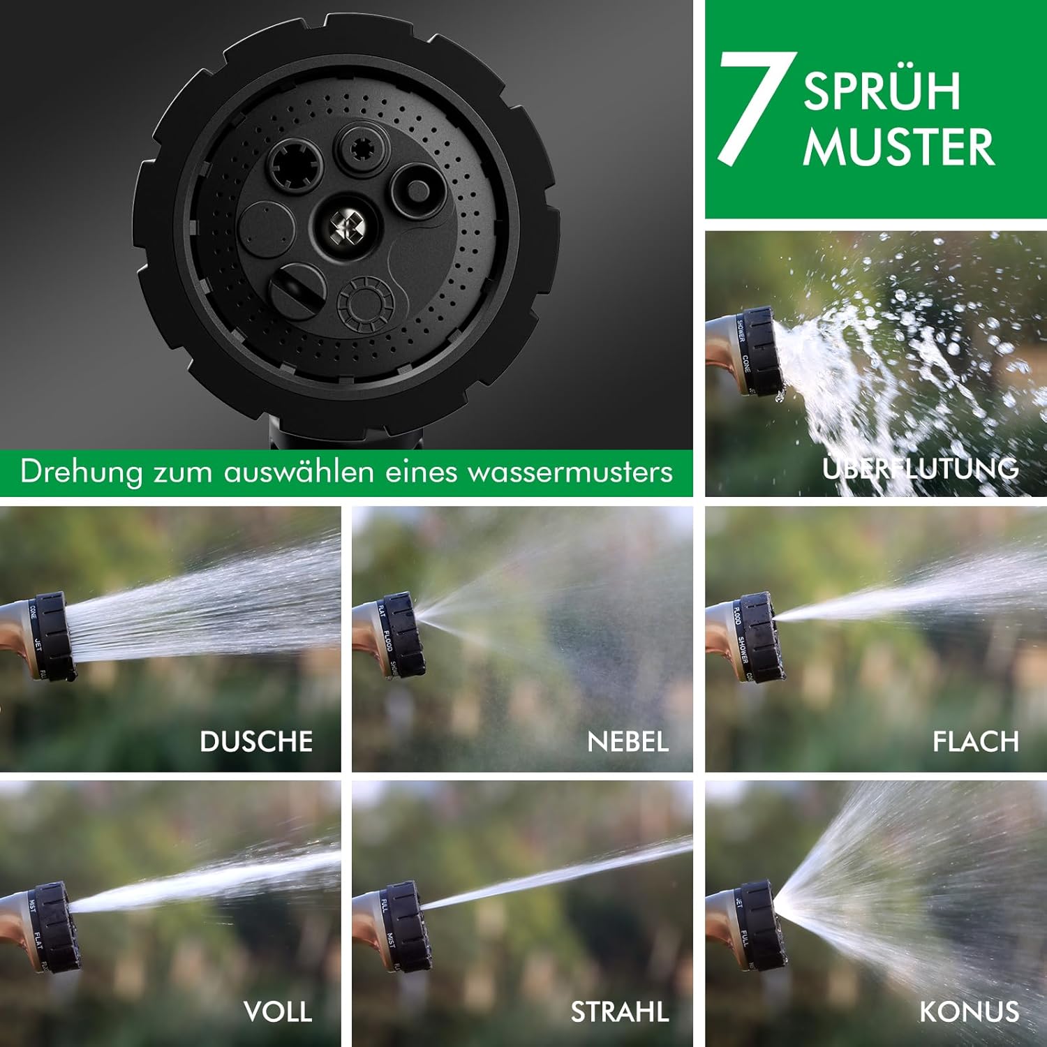 Thumbnail 3 de RESTMO Gartenbrause Metall Heavy Duty – robuste Hochdruck-Gartenspritze mit 7 Strahlmustern