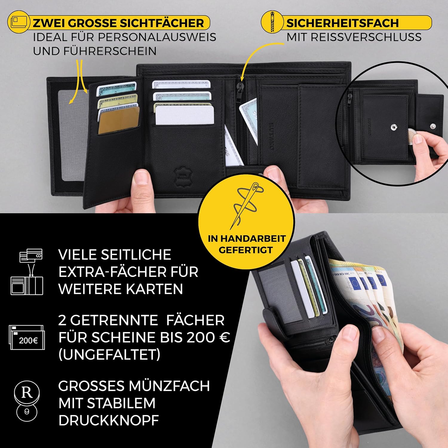 Thumbnail 3 de RUTAKO Herren-Geldbörse aus Leder mit RFID-Schutz und Münzfach