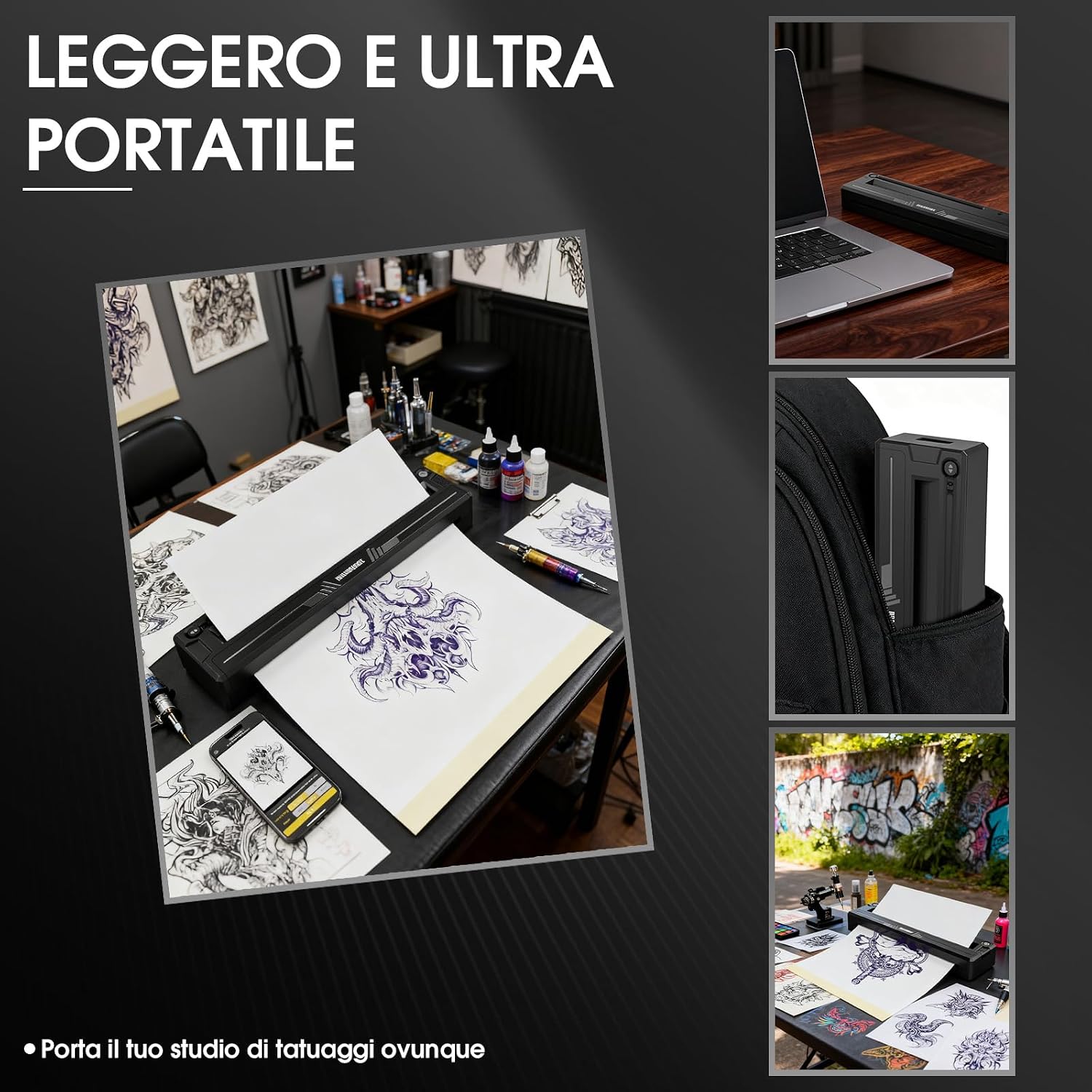 Detalle de Dragonhawk A4 stampante termica per trasferelli tatuaggi portatile wireless