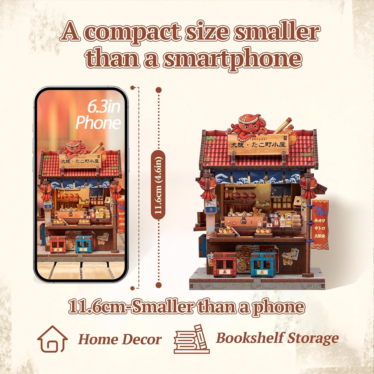 Thumbnail 2 de CUTEBEE Kit Book Nook Osaka Takoyaki – Chiosco Street Food in Legno da Montare
