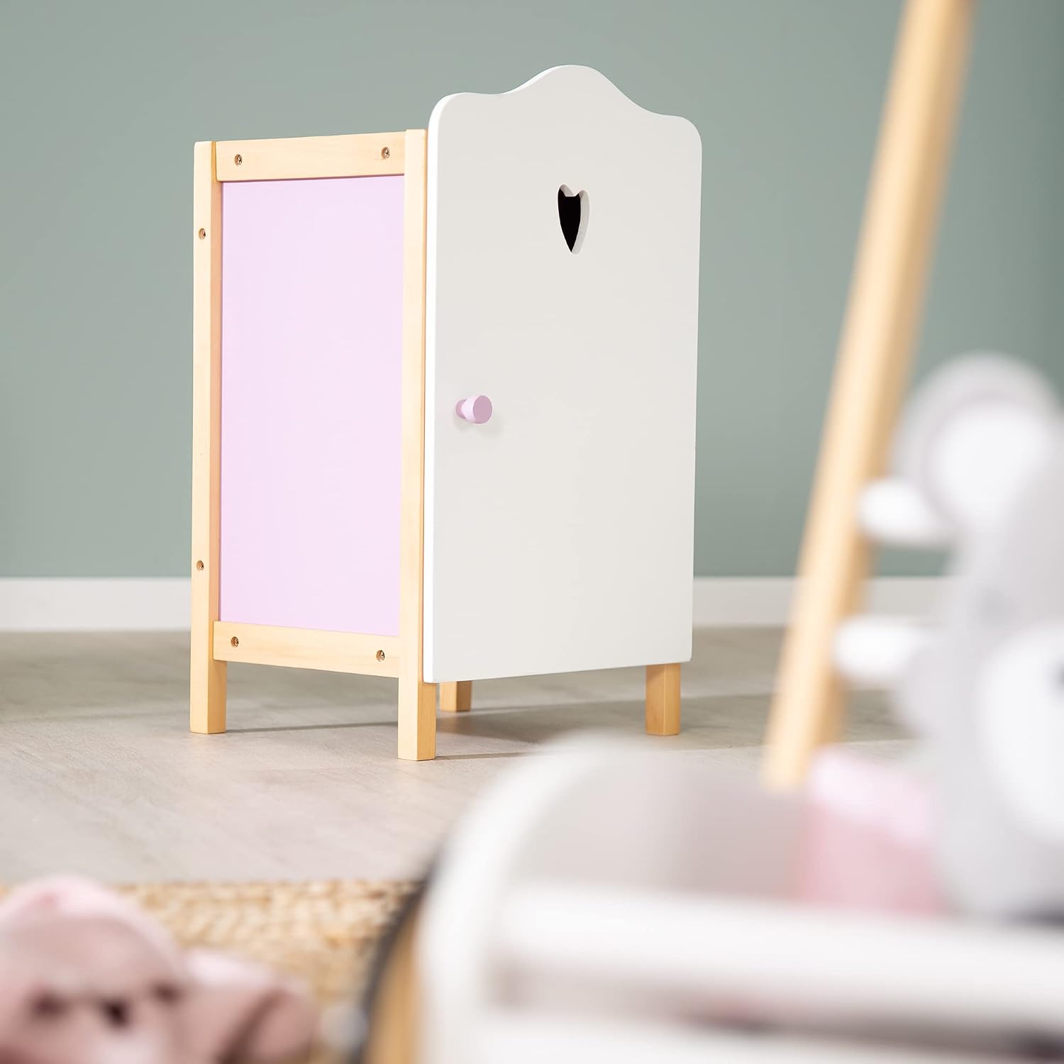Detalle 1 de roba Scarlett poppenkast met kledingstang en legplank, lila/wit, 52 cm