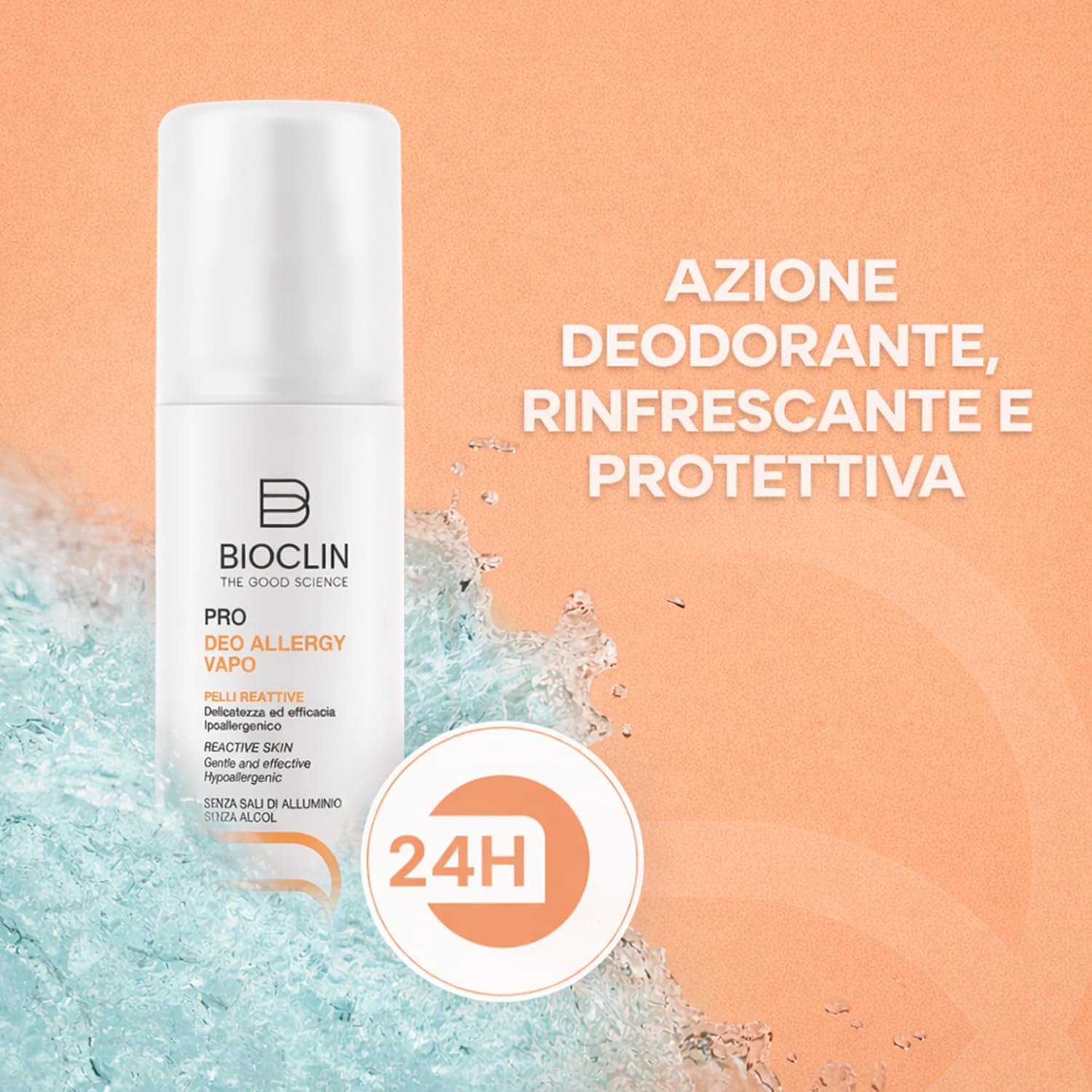 Detalle de BIOCLIN Deo Pro Allergy Vapo 24H – Deodorante spray ipoallergenico per pelli sensibili, 100 ml