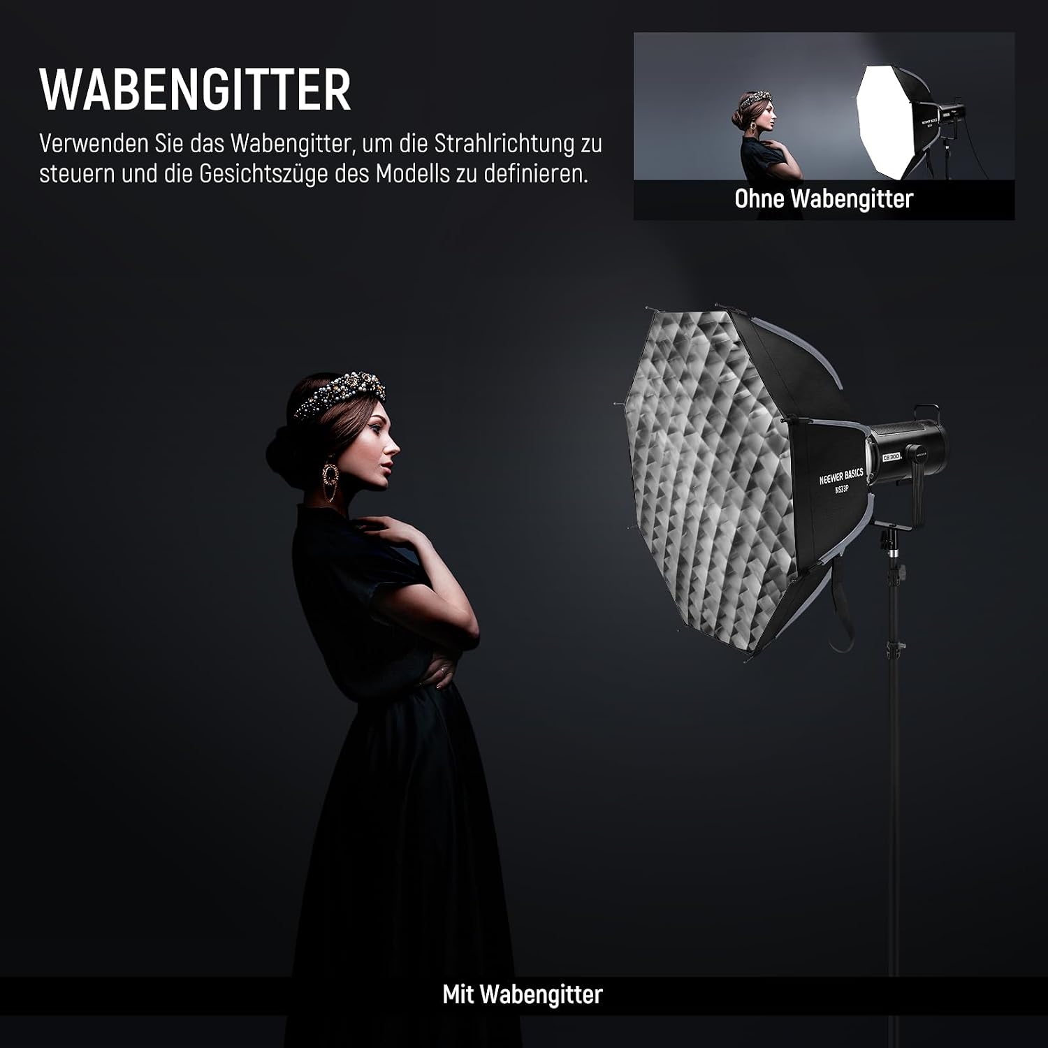Thumbnail 3 de NEEWER Basics Achteckige Softbox 65 cm