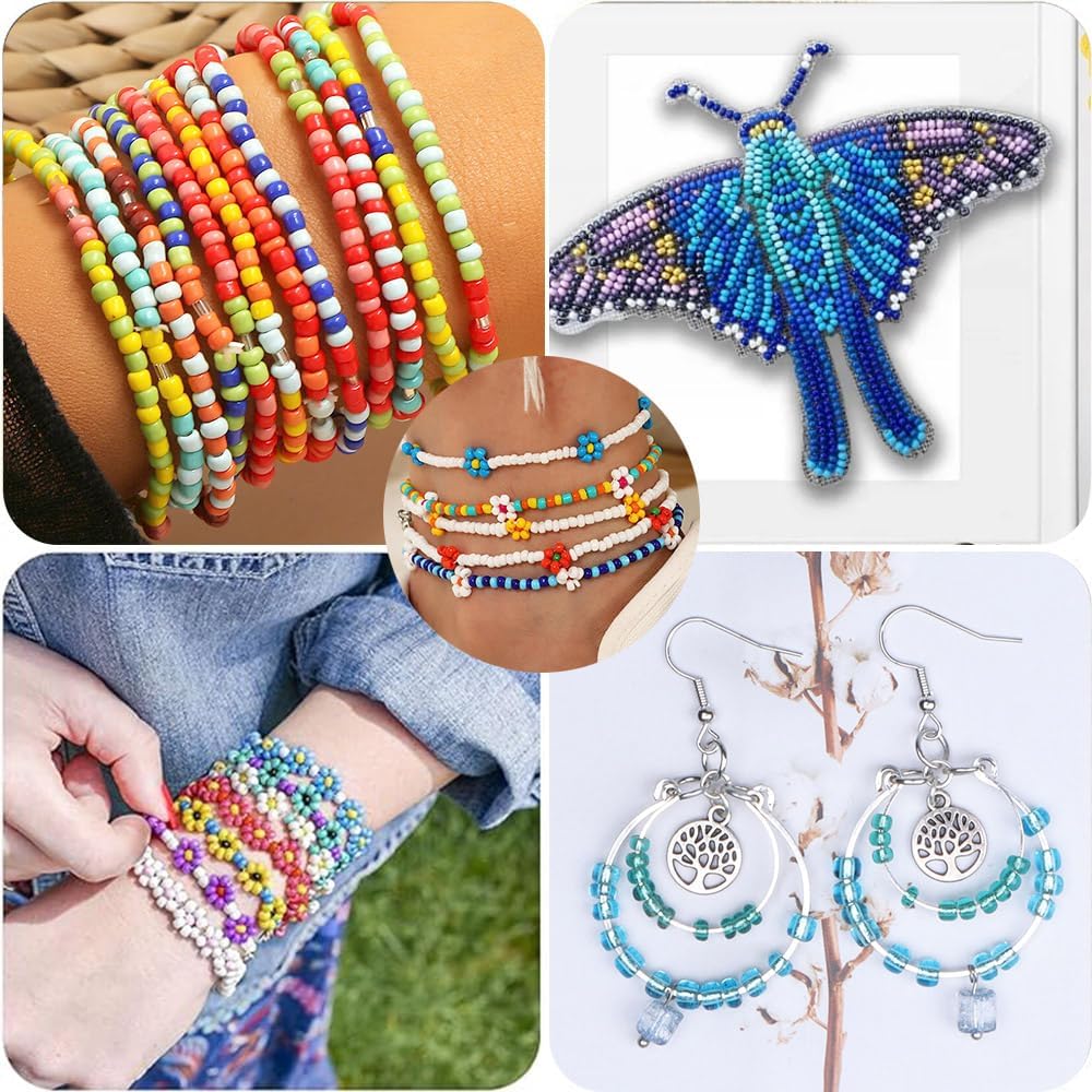 Detalle de Rocailles Perlen Seeblau – 12.500 Stück, 2 mm kleine Glasperlen zum Auffädeln für DIY-Schmuck