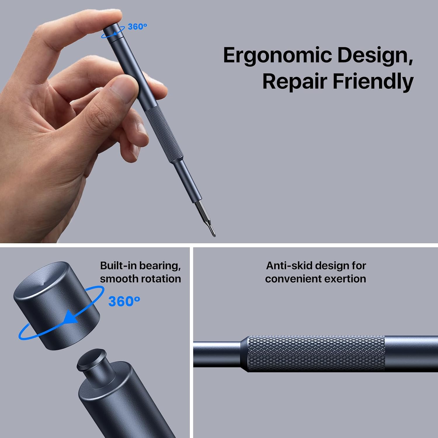 Detalle 2 de AXTH 128in1-Black Precision Screwdriver Set with 125 Bits and Folding Case
