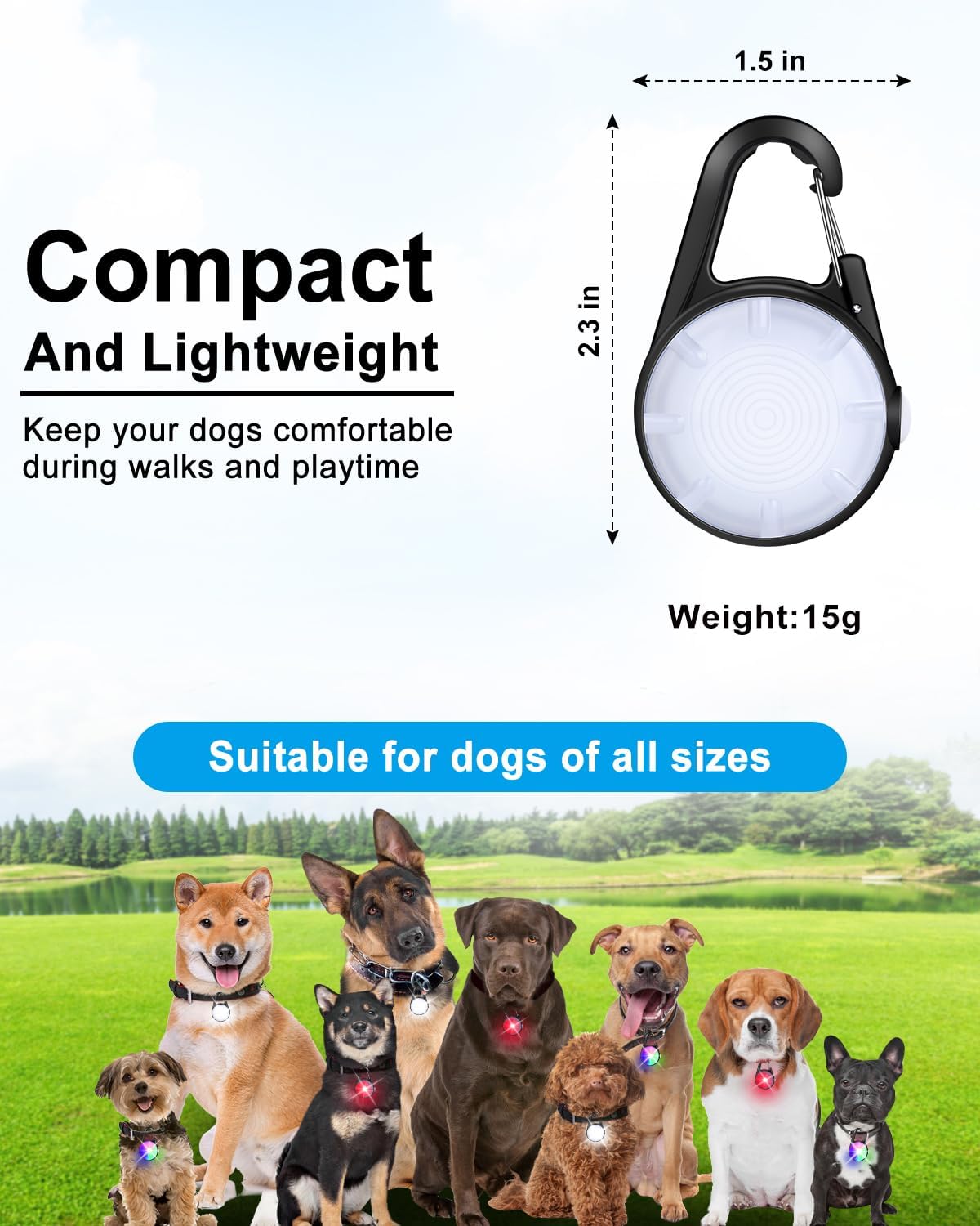 Detalle 1 de DAAMENT TTMS-DCL-001-E Dog Collar Lights, 4 Modes, Rechargeable, 2-Pack