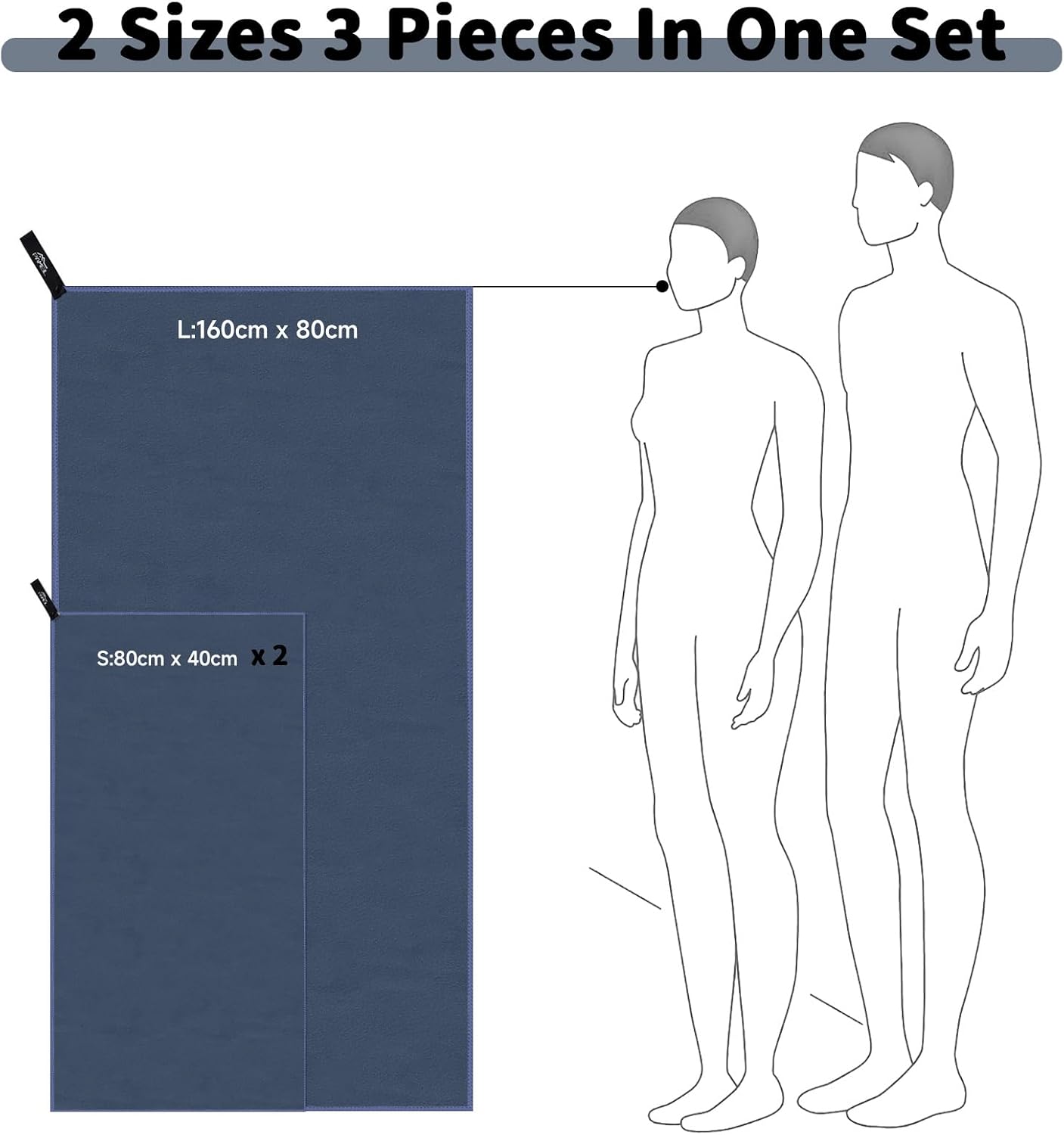 Thumbnail 2 de Pameil Microfibre Towel 3 Set Navy